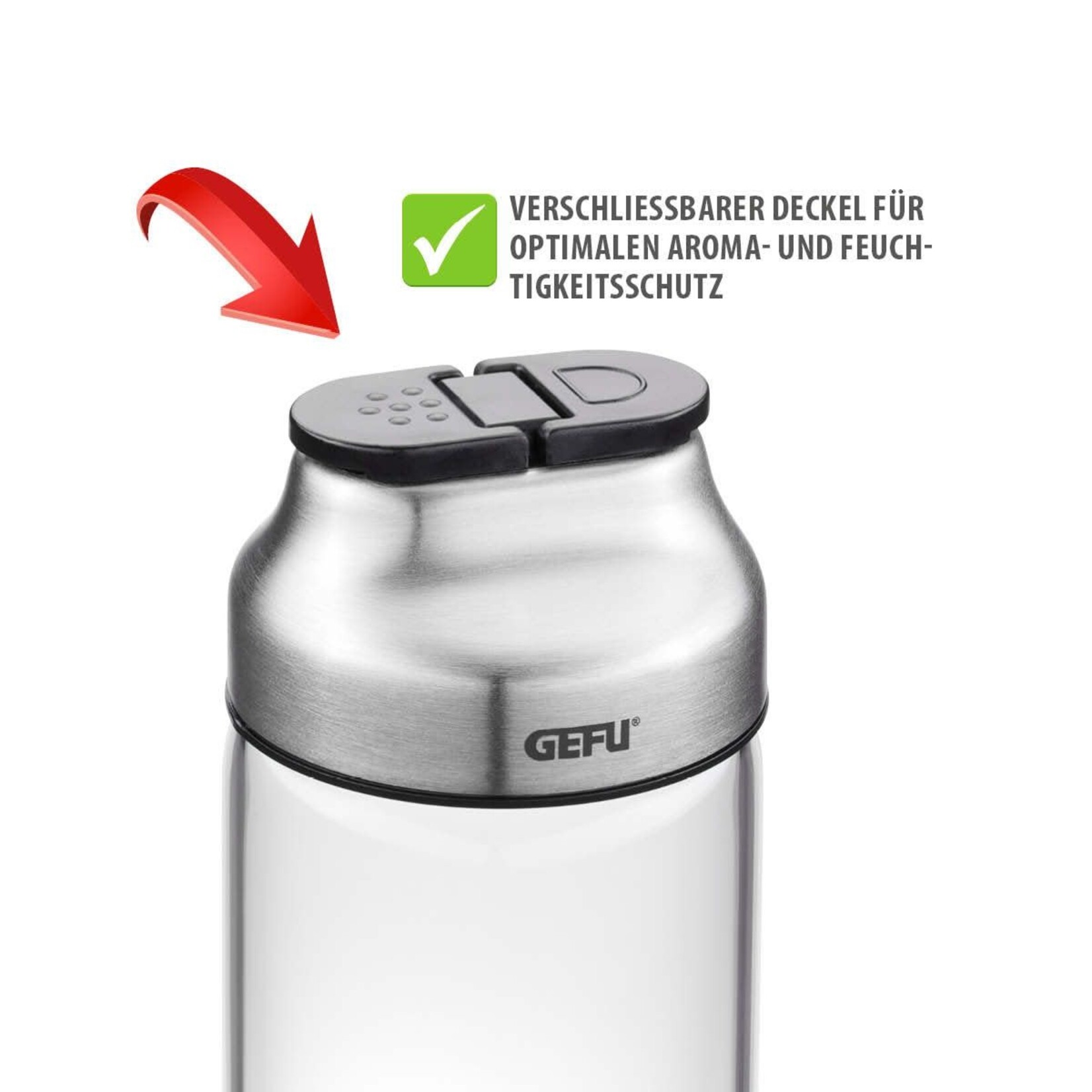 Gefu Gefu Kippo 7 delig kruidenrek kruidenhouder met 6 glazen kruidenpotjes met rvs deksel Gefu 33733
