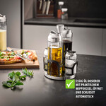 Gefu Gefu Kippo 5 delig kruiden standaard menage set 2  glazen kruidenpotjes en 2 flessen Gefu 33734