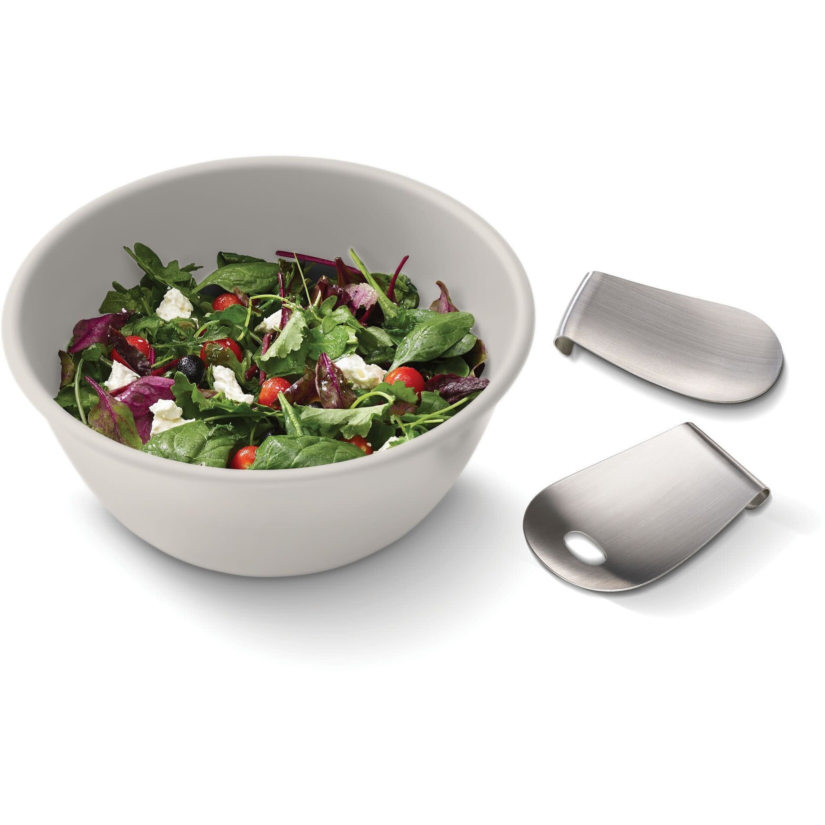 Joseph Joseph Joseph Joseph Uno Saladeschaal beige met Saladebestek rvs  Joseph Joseph 20155 Stone