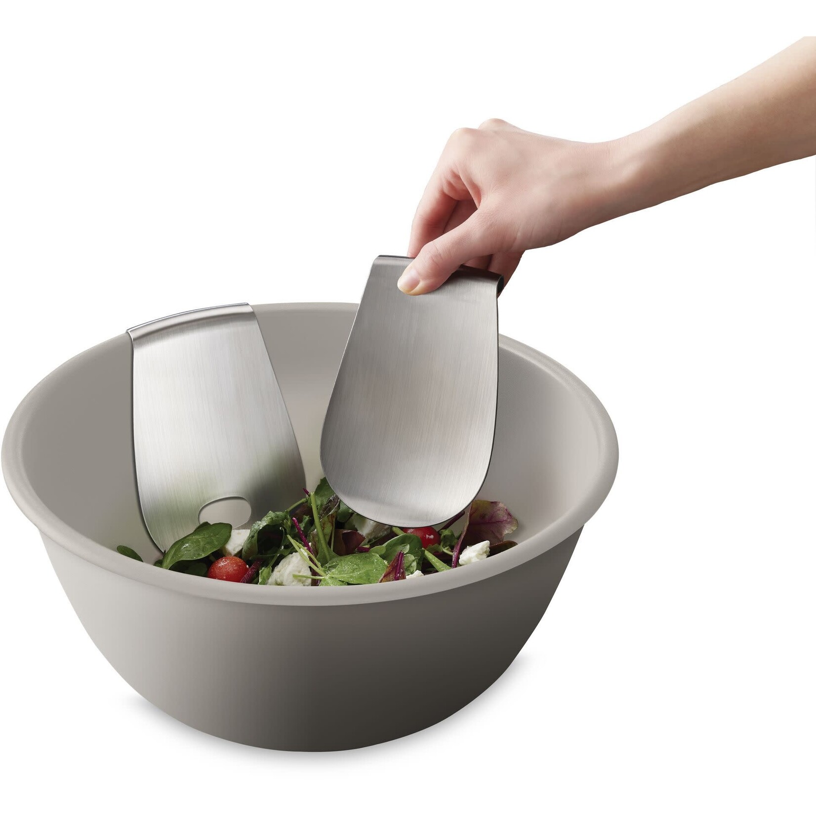 Joseph Joseph Joseph Joseph Uno Saladeschaal beige met Saladebestek rvs  Joseph Joseph 20155 Stone