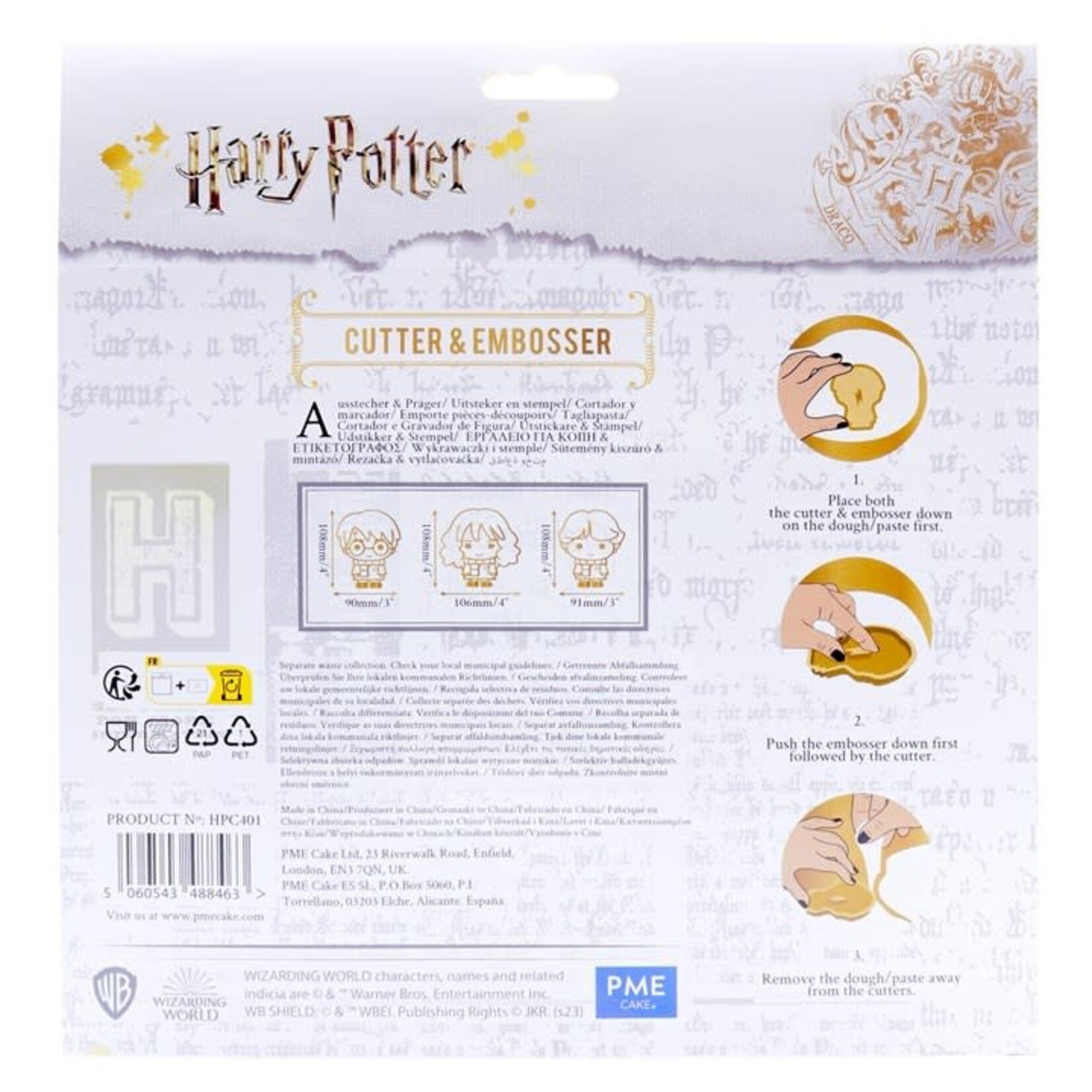 PME Cake Harry Potter set-3 karakter koekjes uitsteekvormen Harry, Ron en Hermelien Harry Potter PME Cake HPC401