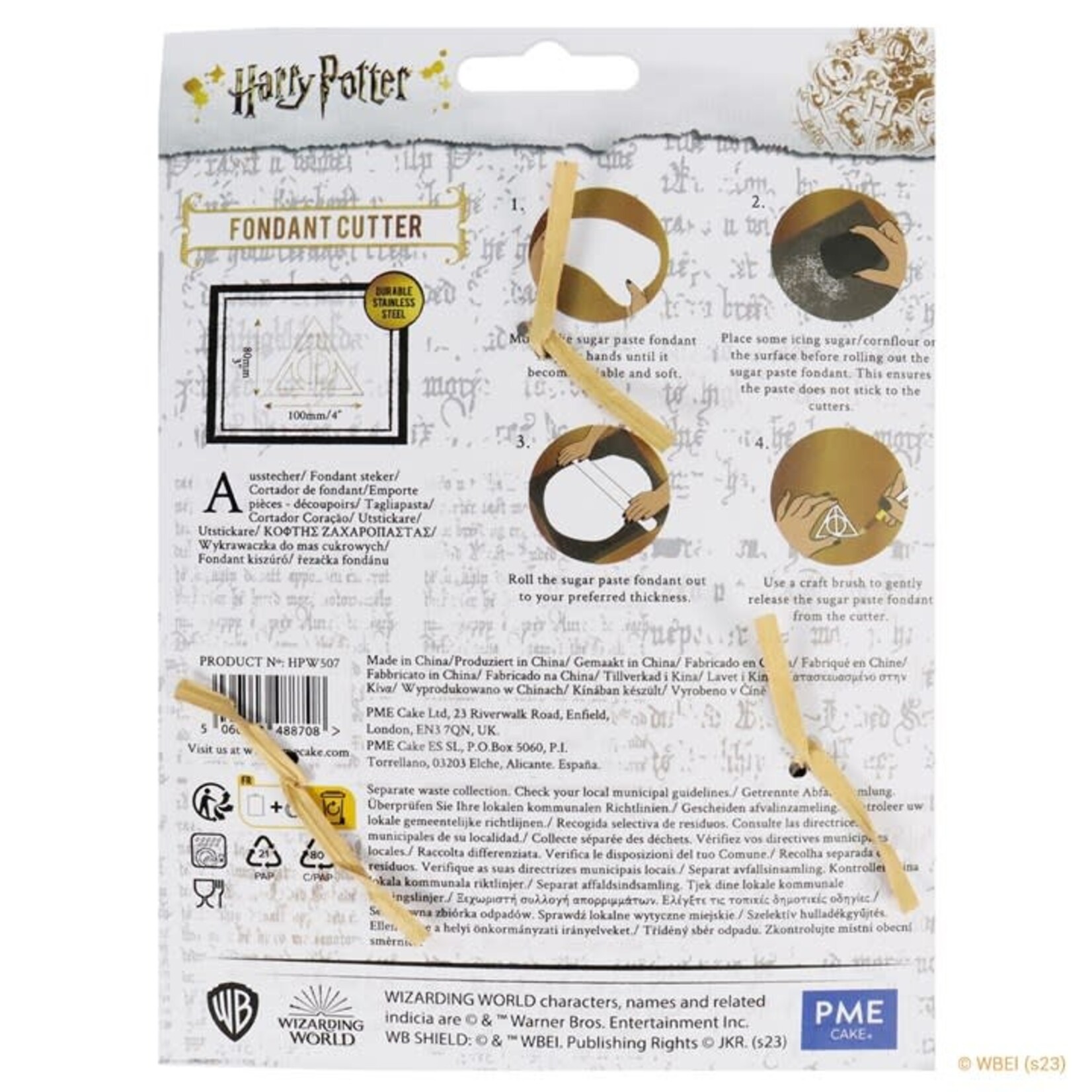 PME Cake Harry Potter Deathly Hallows fondant snijder koek uitsteekvorm Relieken van de Dood teken Harry Potter PME Cake HPW507