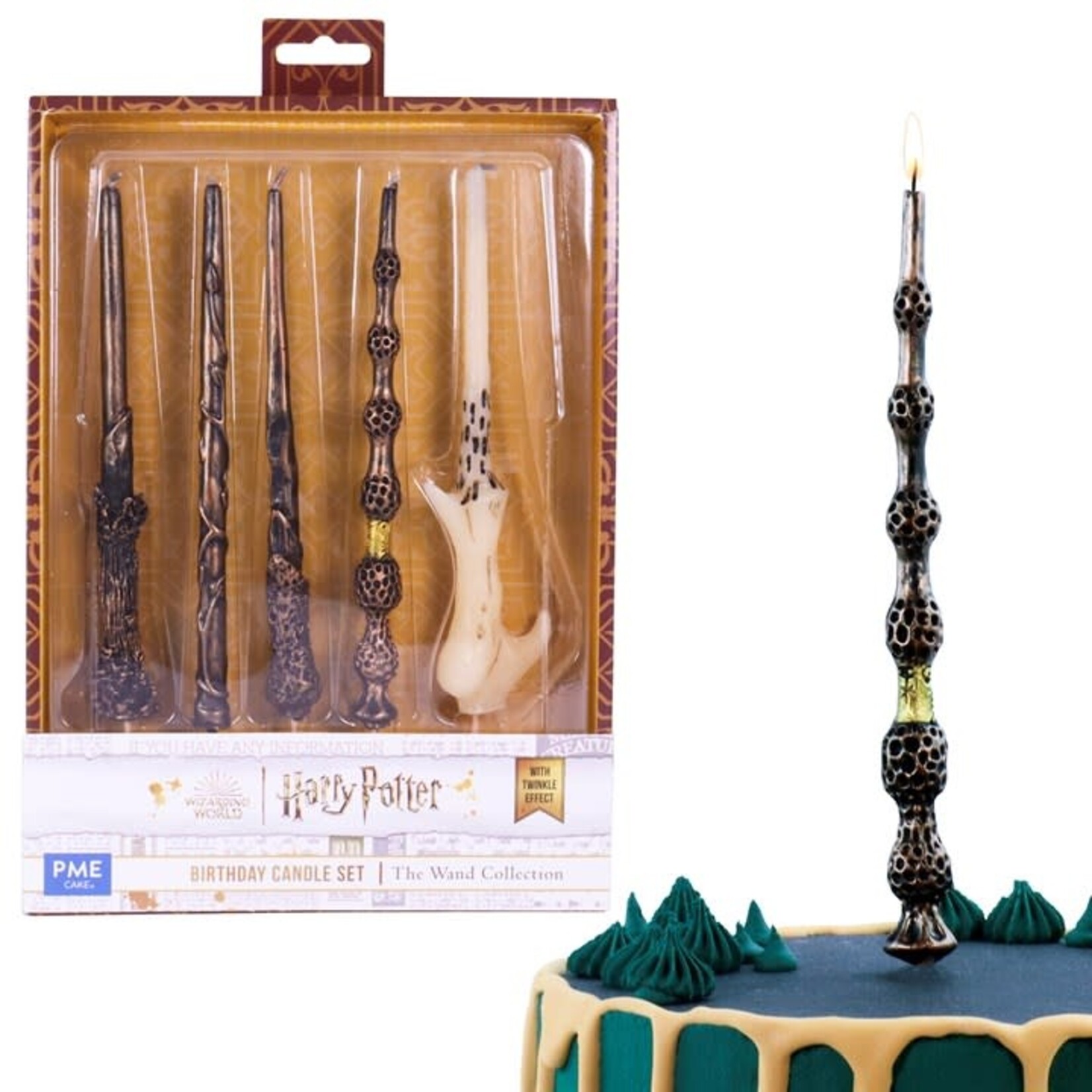 PME Cake Harry Potter kaars toverstok set-5 verschillende sparkelende toverstaf kaarsen Harry Potter PME Cake HPW116