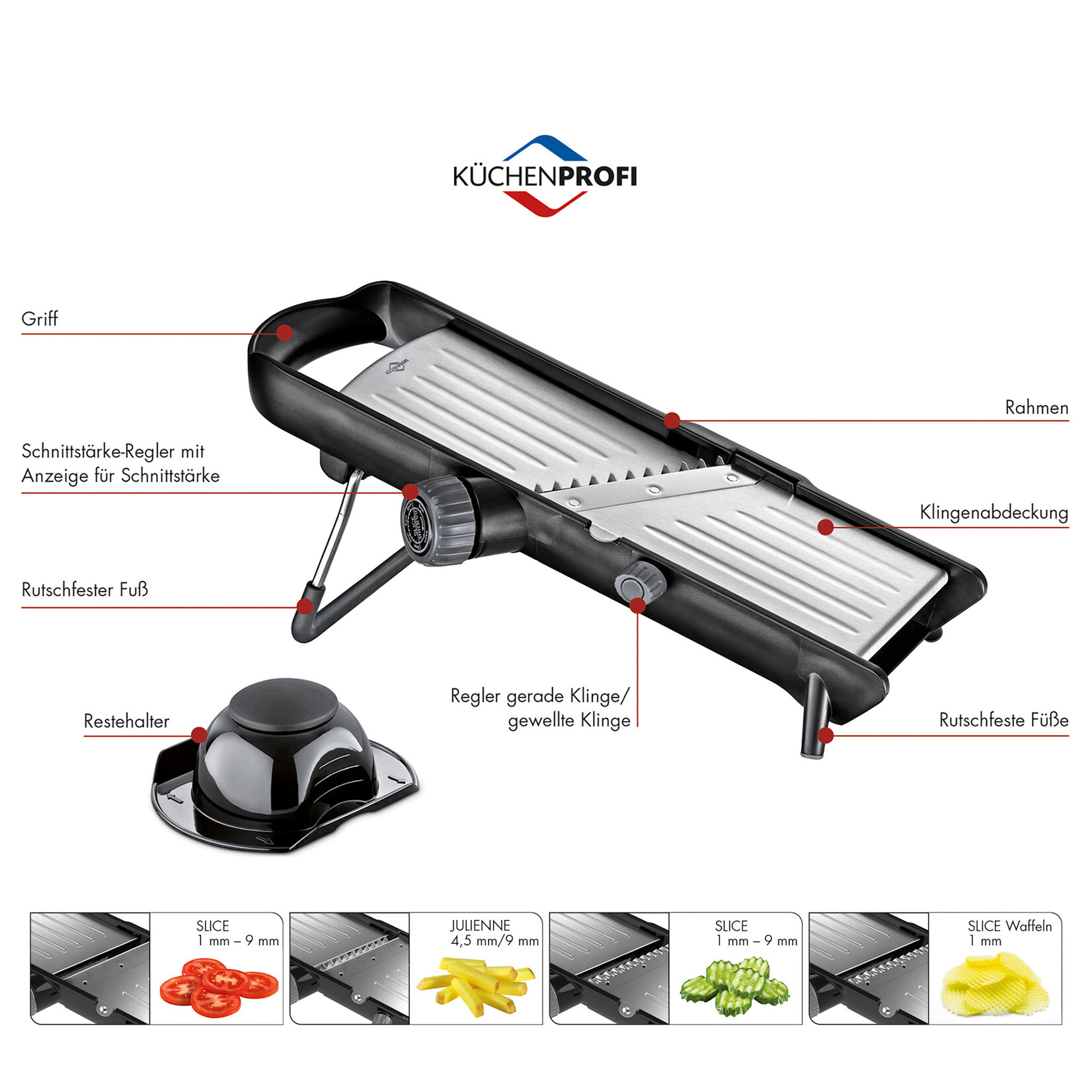 Kuchenprofi Mandoline plakjes, golfjes en staafjes snijder Kuchenprofi Comfort Mandoline Kuchenprofi 0900461000