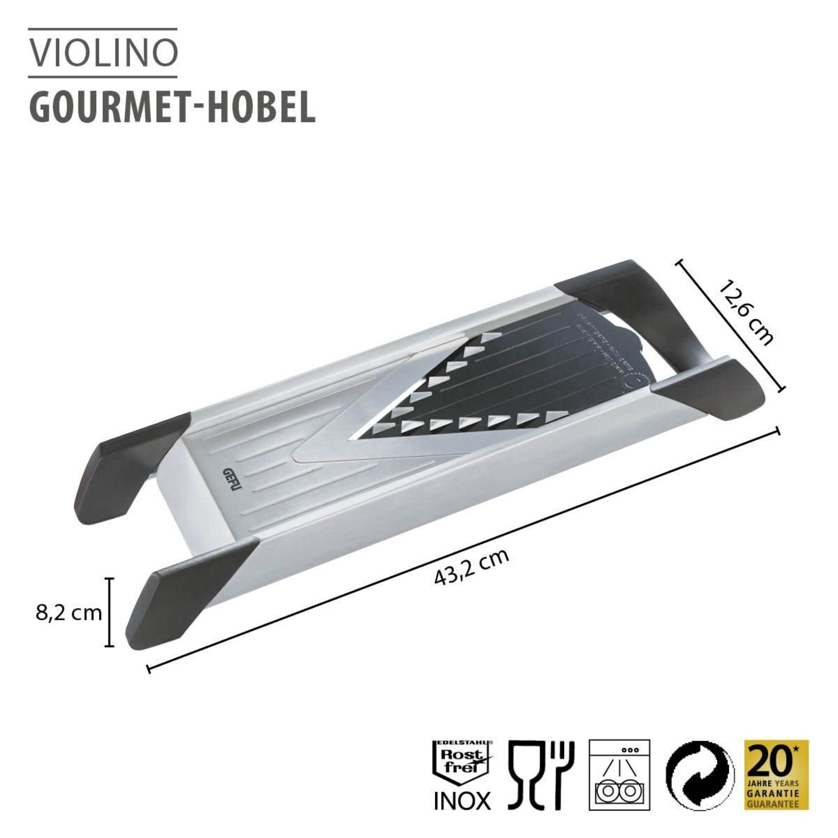 Gefu Julienne, schaaf 1 tot 5 mm, staafjes & blokjes Mandoline Gefu Violino rvs mandoline Gefu 55700