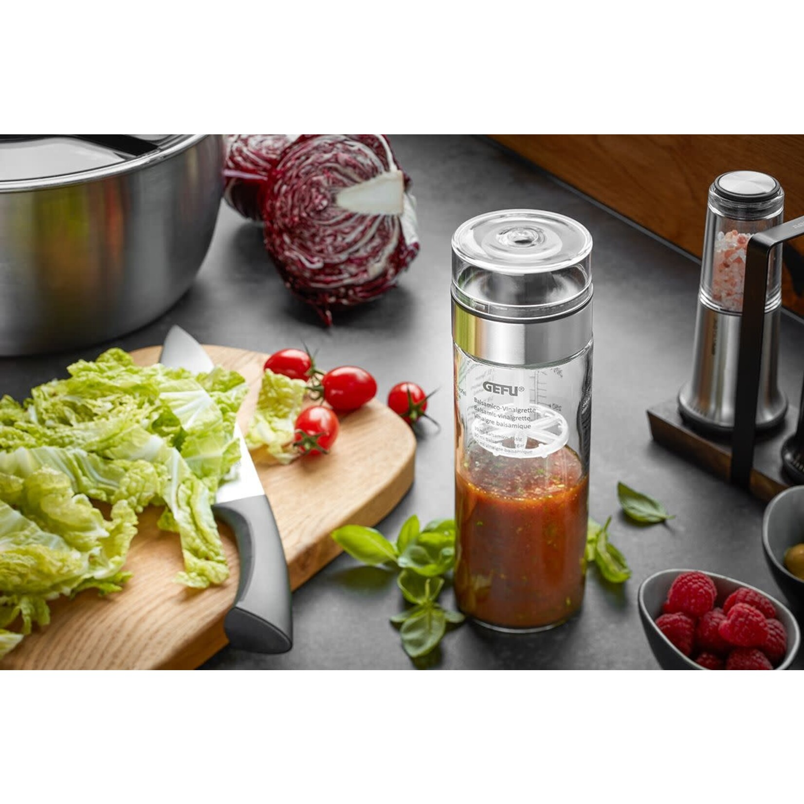 Gefu Glazen Dressing shaker met dressing recepten Gefu Mix dressingshaker glas Gefu 14491