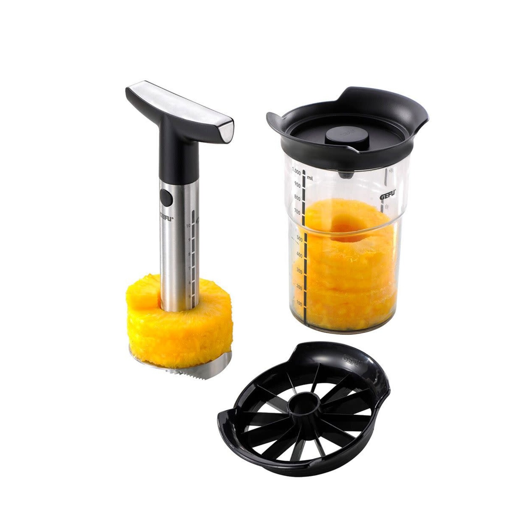 Gefu RVS Ananas snijder, partjes maken en opbergcontainer Gefu Ananassnijder Professional plus Gefu 13550