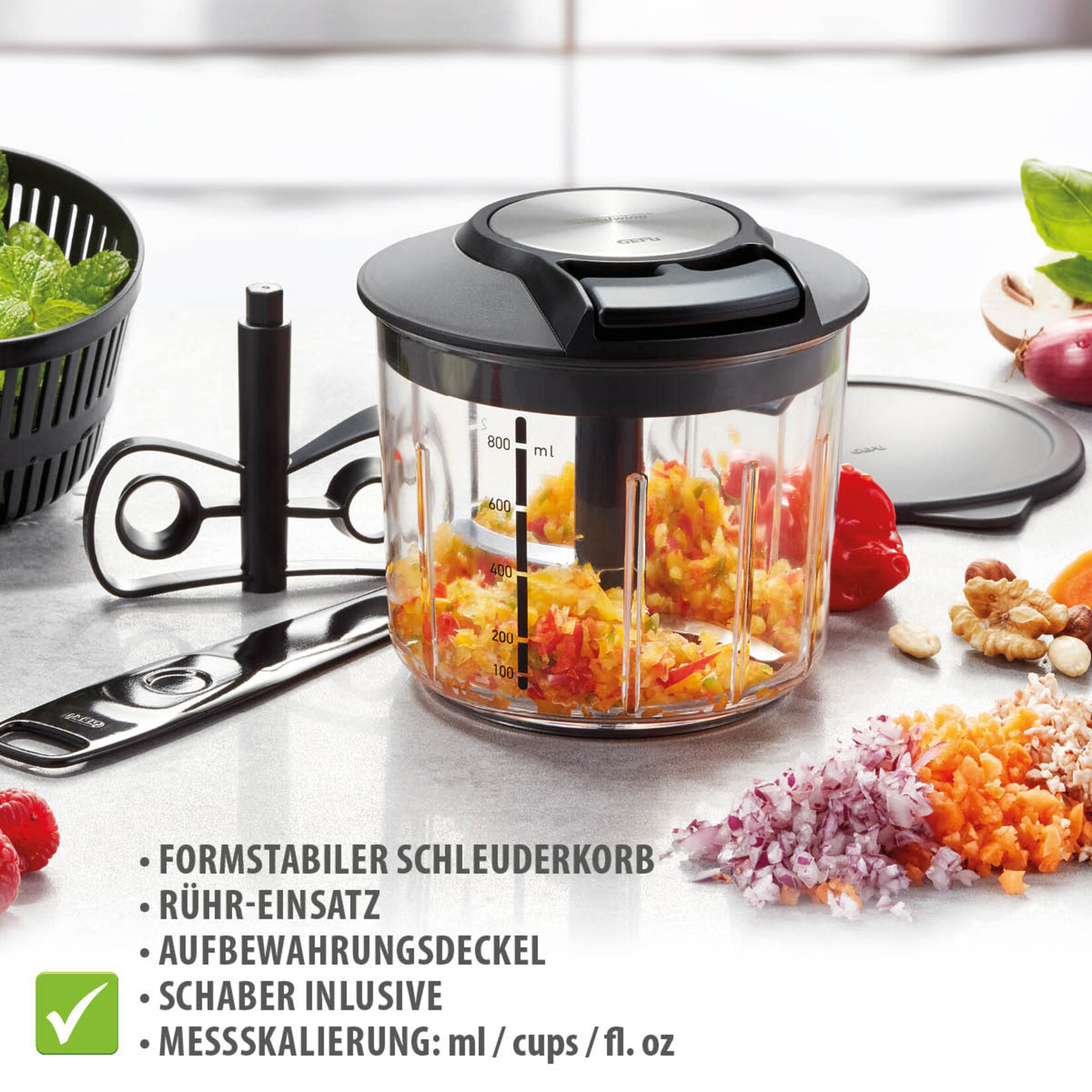 Gefu multi chopper Gefu Speedwing multi chopper snijden, roeren, mixen en centrifugeren Gefu 13600