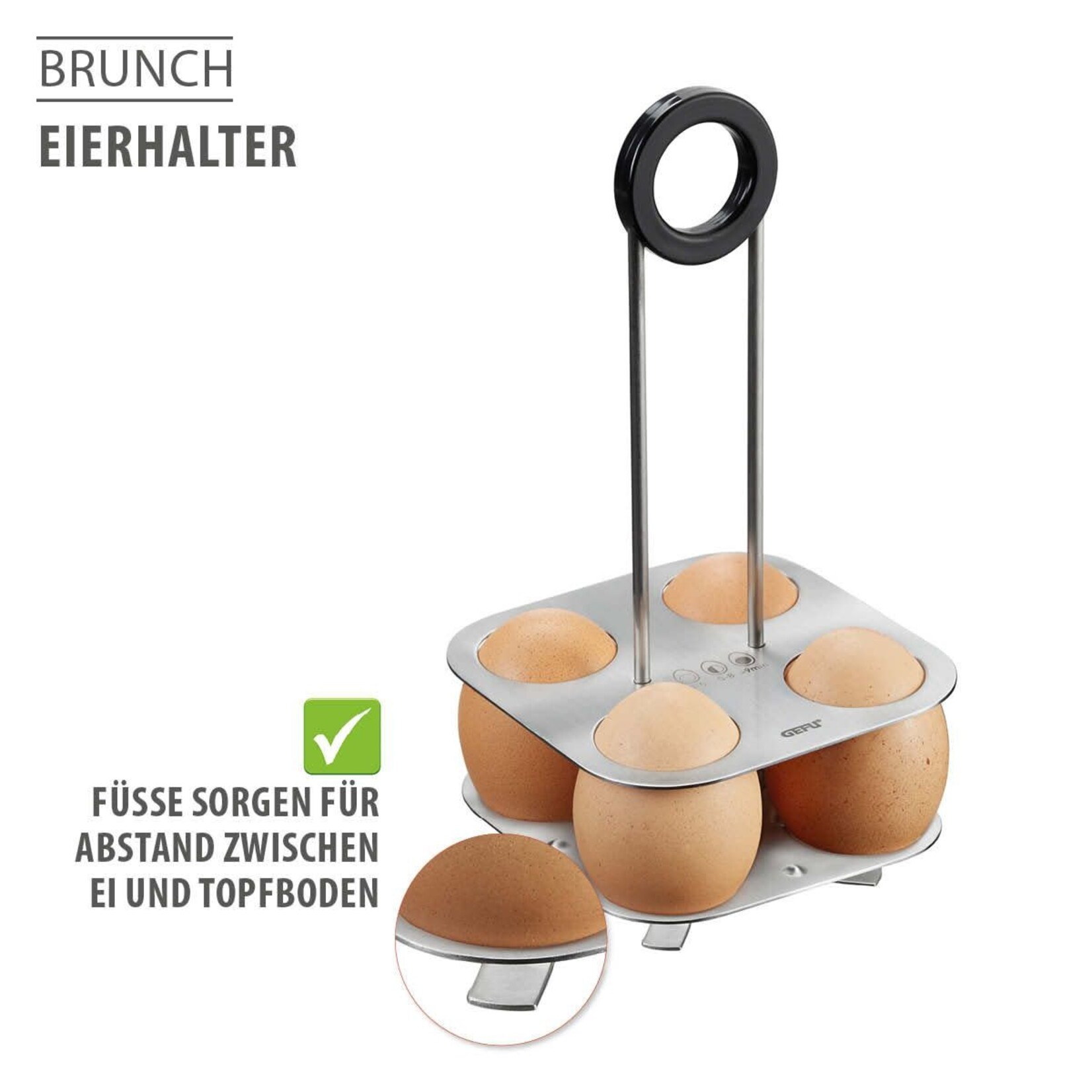 Gefu Eierstandaard die mee pan in kan Gefu Brunch eier houder Gefu 33680
