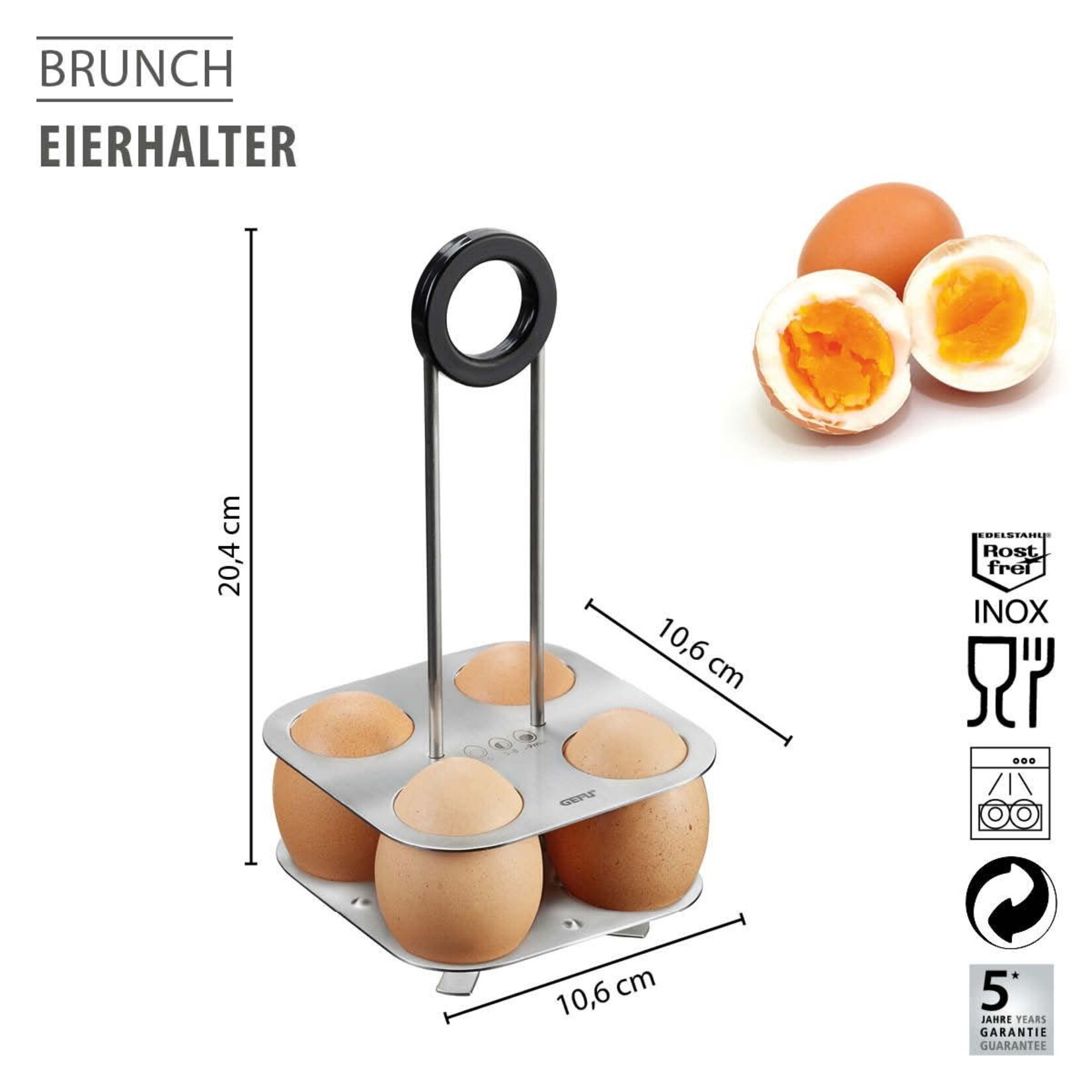 Gefu Eierstandaard die mee pan in kan Gefu Brunch eier houder Gefu 33680