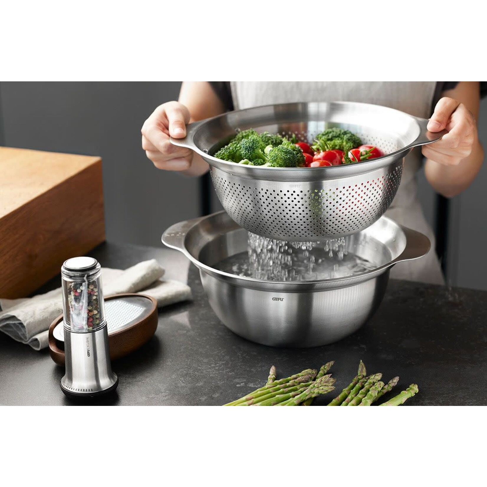 Gefu RVS vergiet, stomer 23 cm Gefu Premio vergiet, stoomschaal RVS Gefu 28131