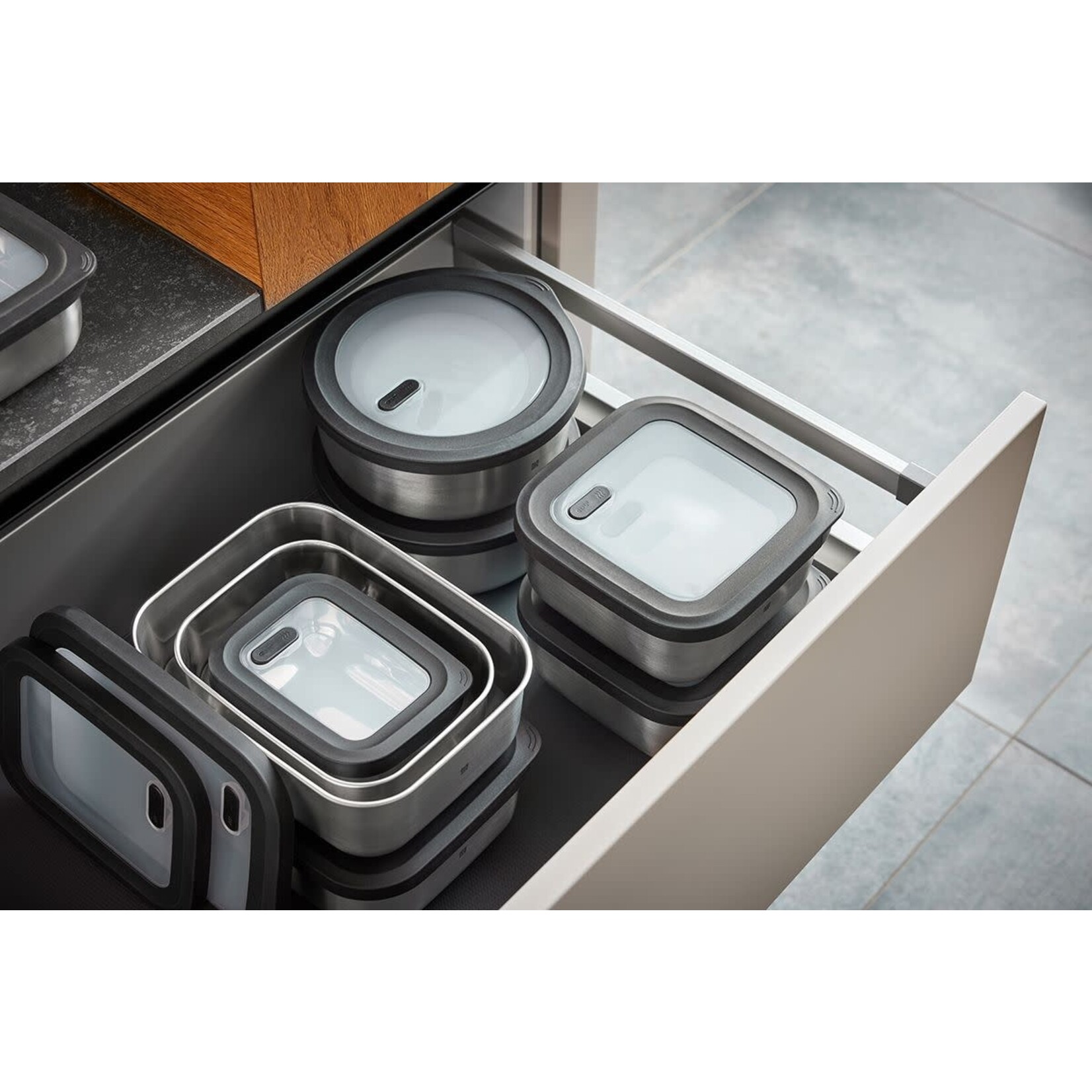 Gefu 1 liter magnetron bakje rvs Gefu Provido -20°C +300°C bewaarbakje rond 1 liter Gefu 12772