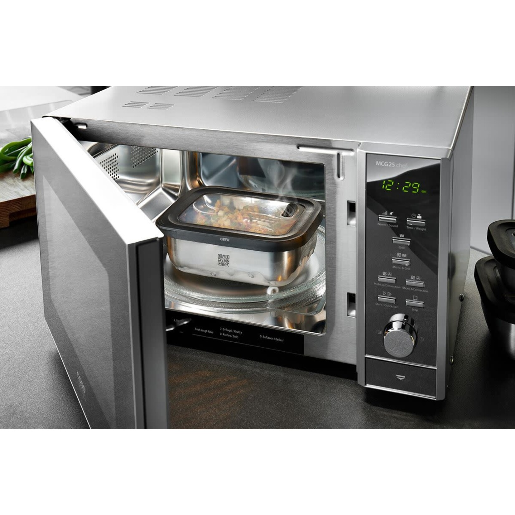 Gefu 2 liter magnetron bakje rvs Gefu Provido -20°C +300°C bewaarbakje rond 2 liter Gefu 12772