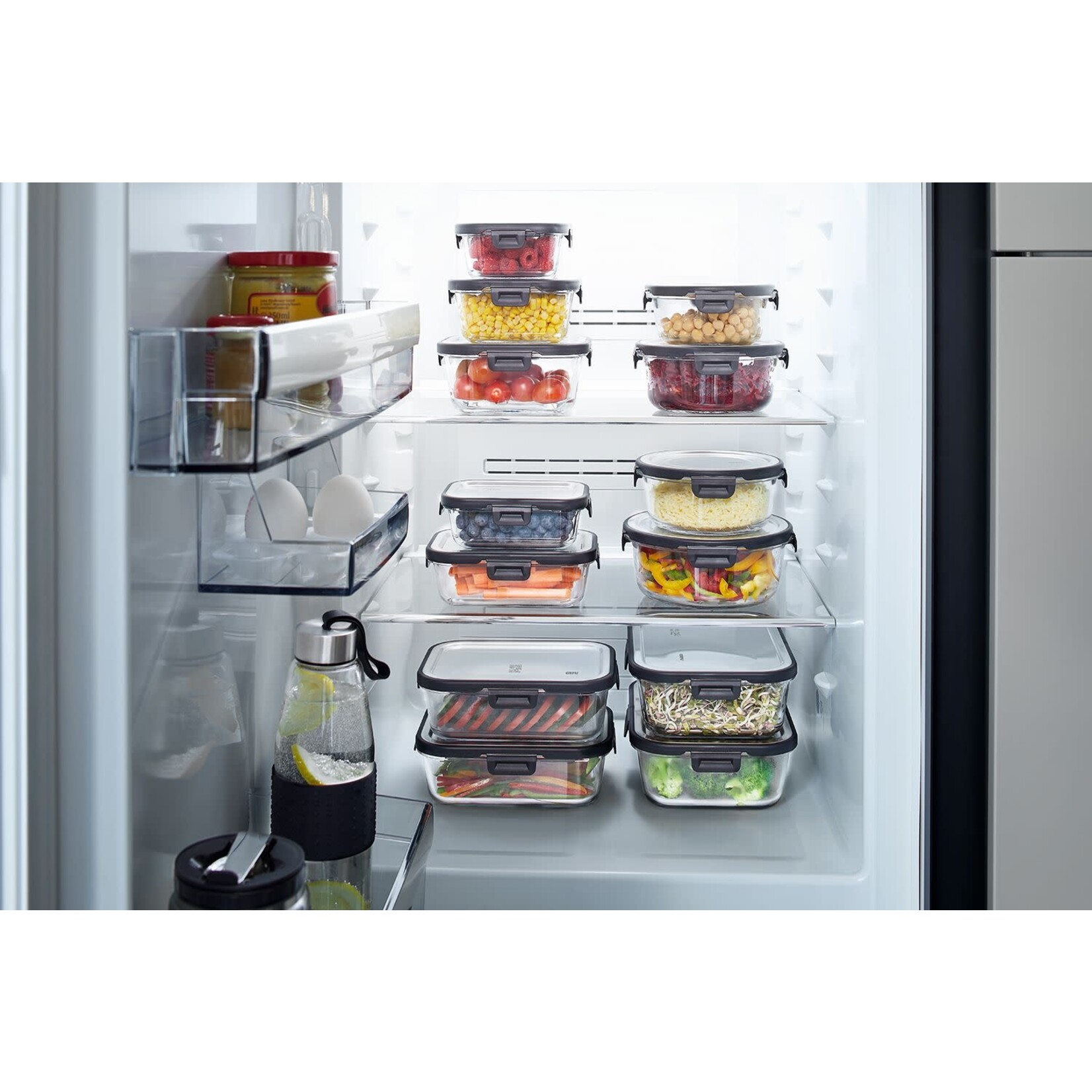 Gefu 1500 ml lekvrij glazen Gefu Milo 232x176x75 mm  -20°C +300°C bewaarbakje glas Gefu 12754