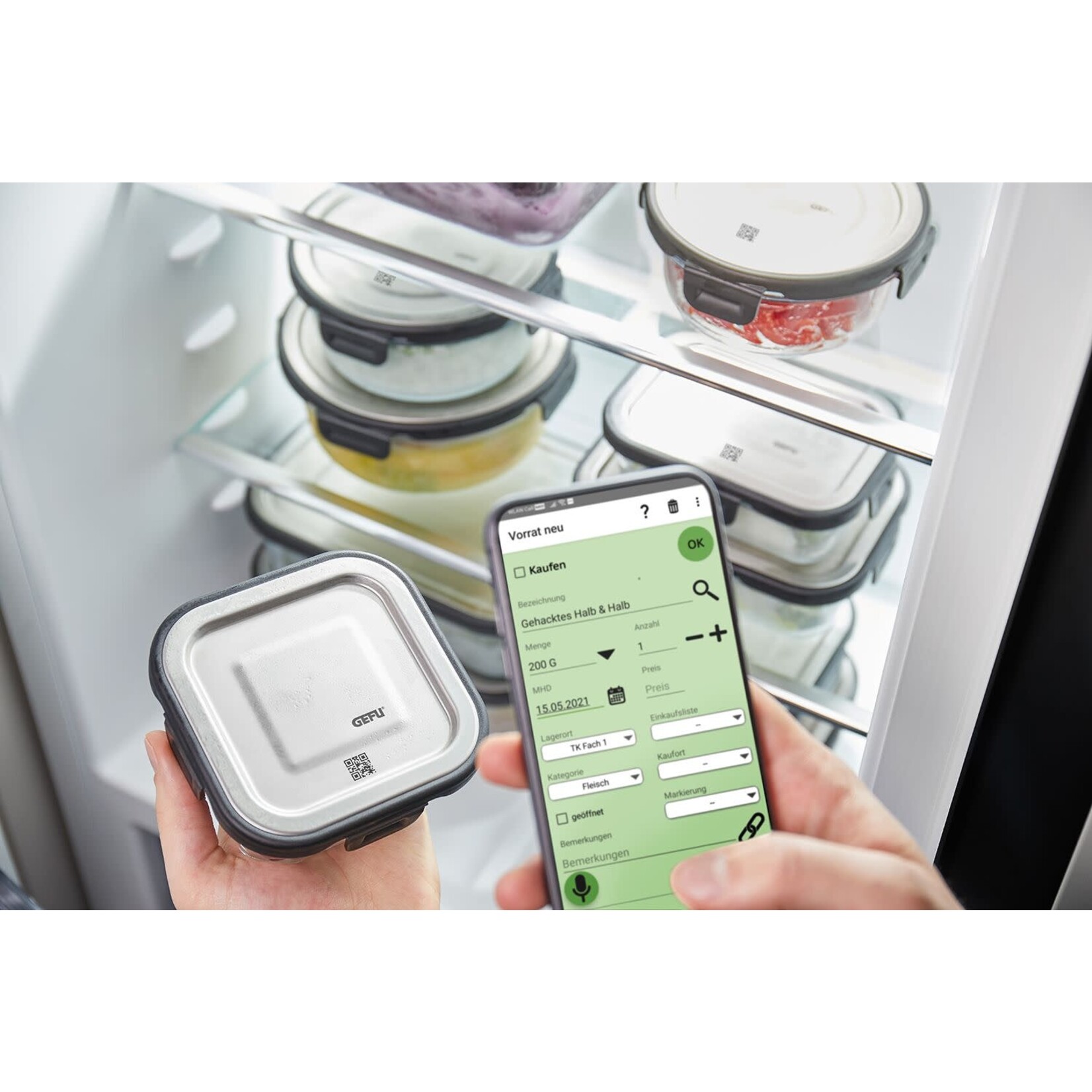 Gefu 1500 ml lekvrij glazen Gefu Milo 232x176x75 mm  -20°C +300°C bewaarbakje glas Gefu 12754