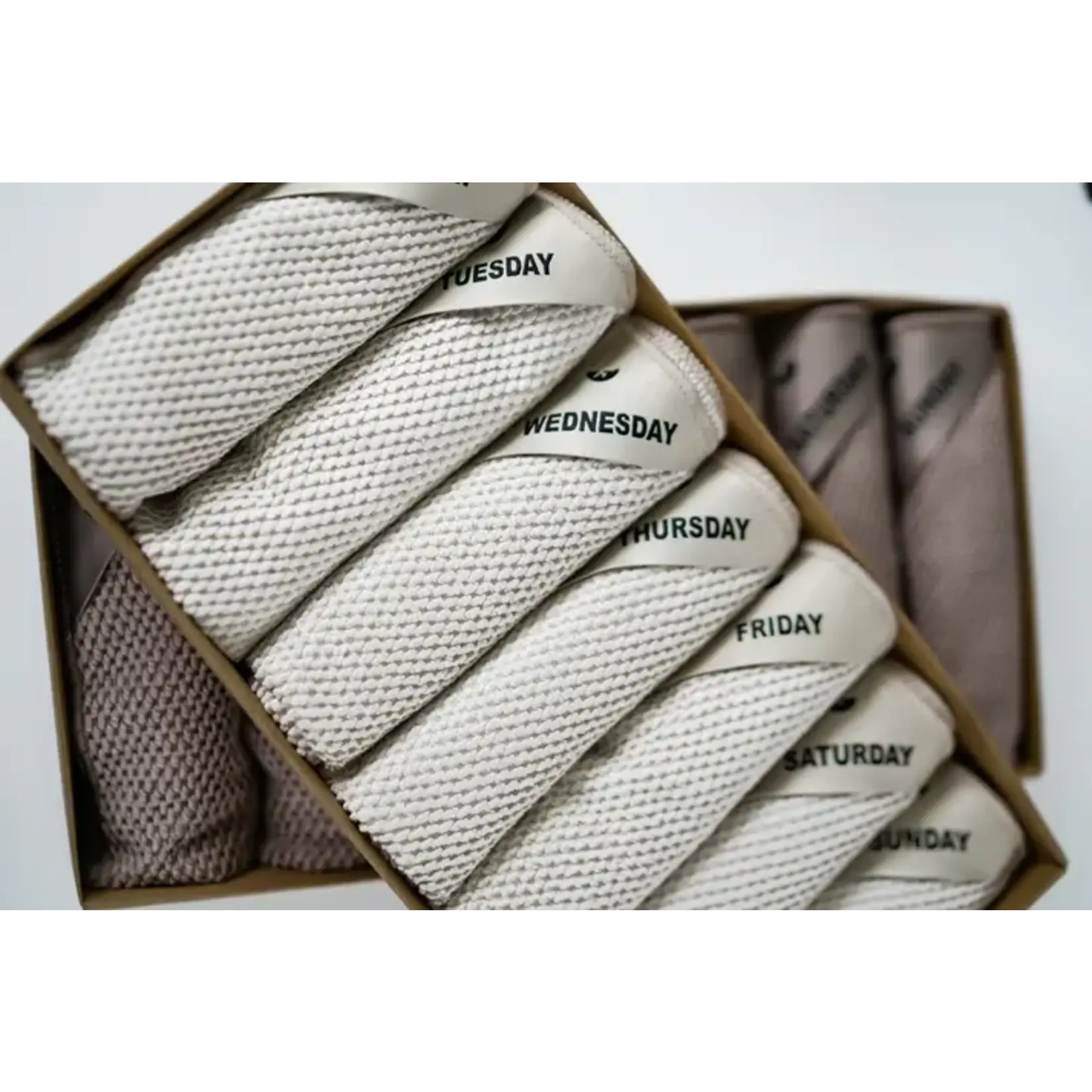 Klud Klud Wafel Almond microvezel doekjes 7 vaatdoekjes 1 voor elke dag van de week KD-401