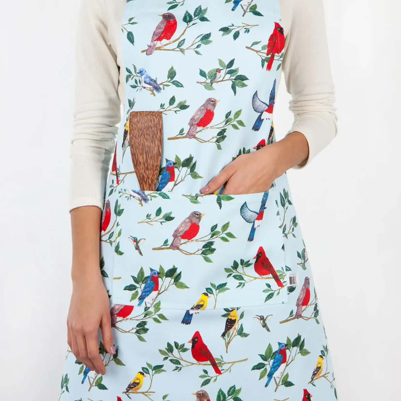 Diverse Merken Now Designs Bird song apron schort vogels op blauwe ondergrond Now Designs 502162
