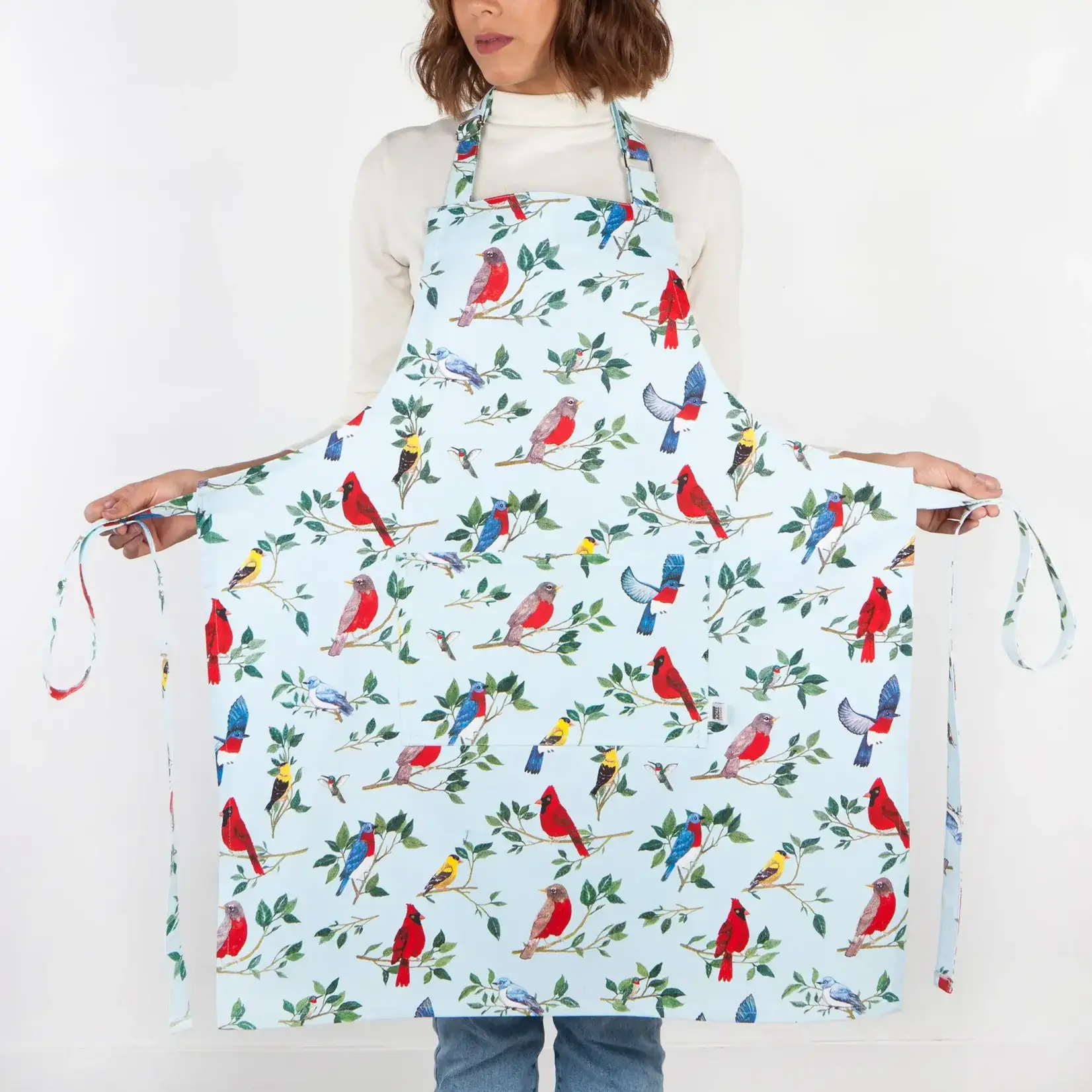 Diverse Merken Now Designs Bird song apron schort vogels op blauwe ondergrond Now Designs 502162