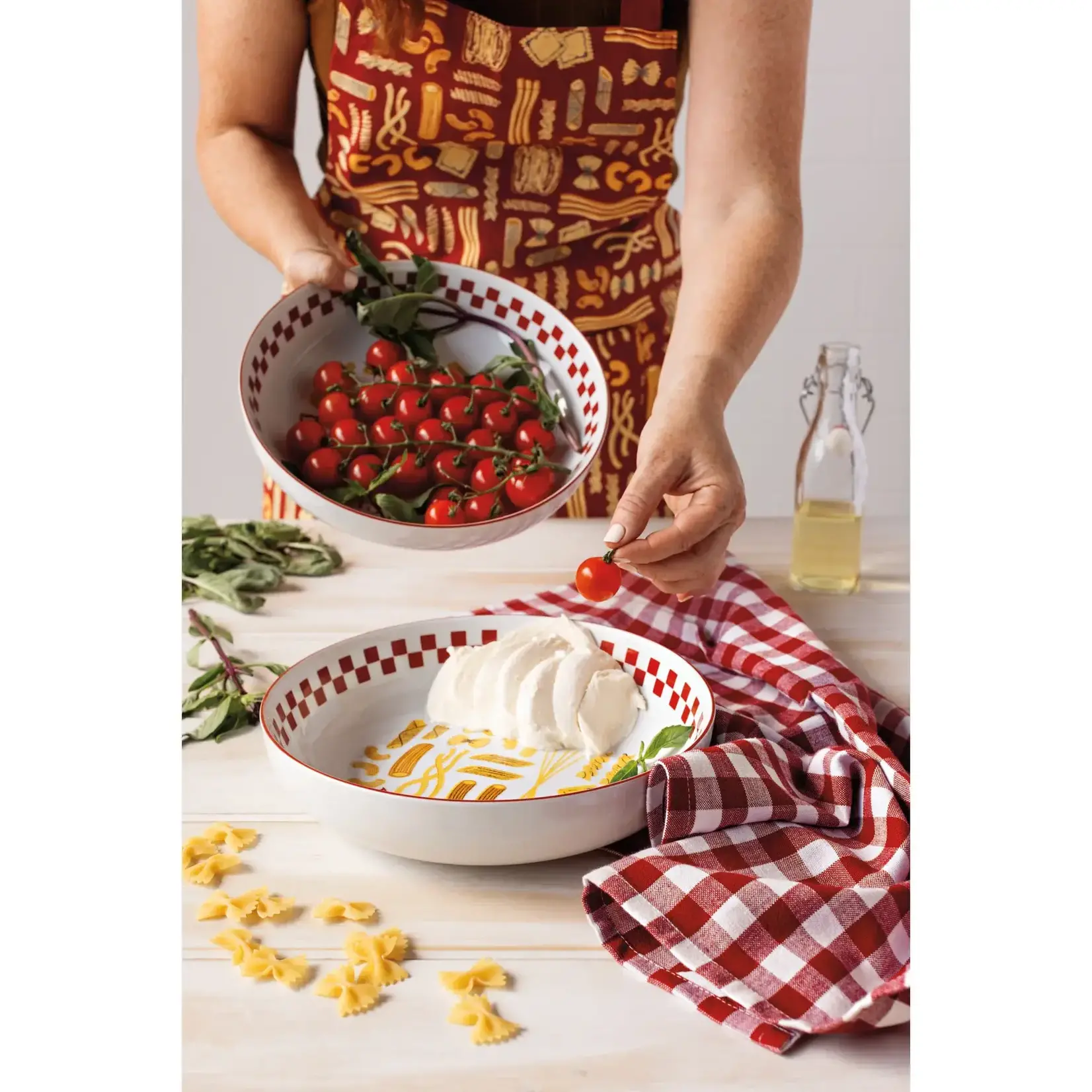 Diverse Merken Now Designs Buona Pasta apron schort pasta op bordeaux ondergrond Now Designs 502673