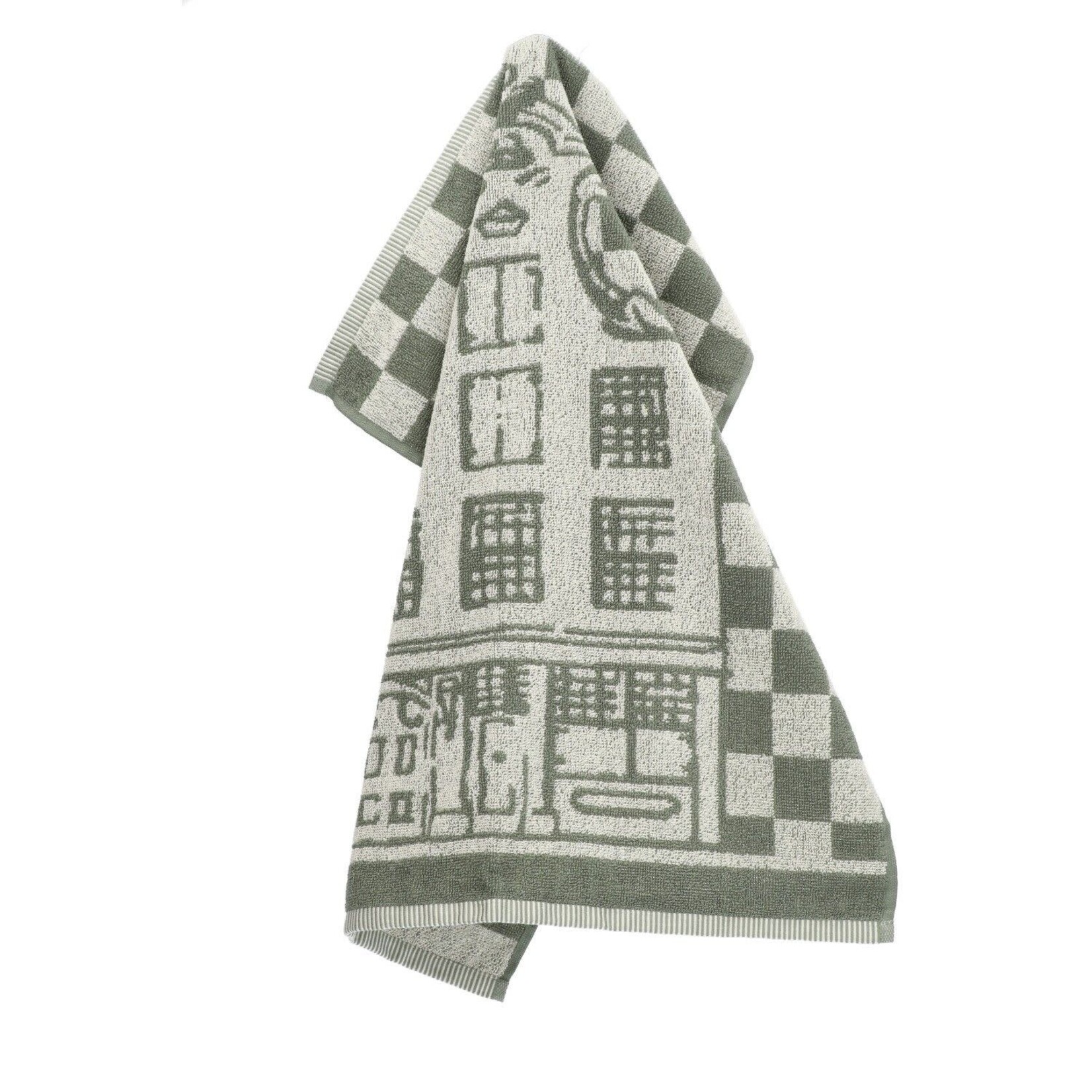 Bunzlau Castle Bunzlau Castle Kitchen Towel Canal Houses Dark Green GOTS Bunzlau Castle 6385-g