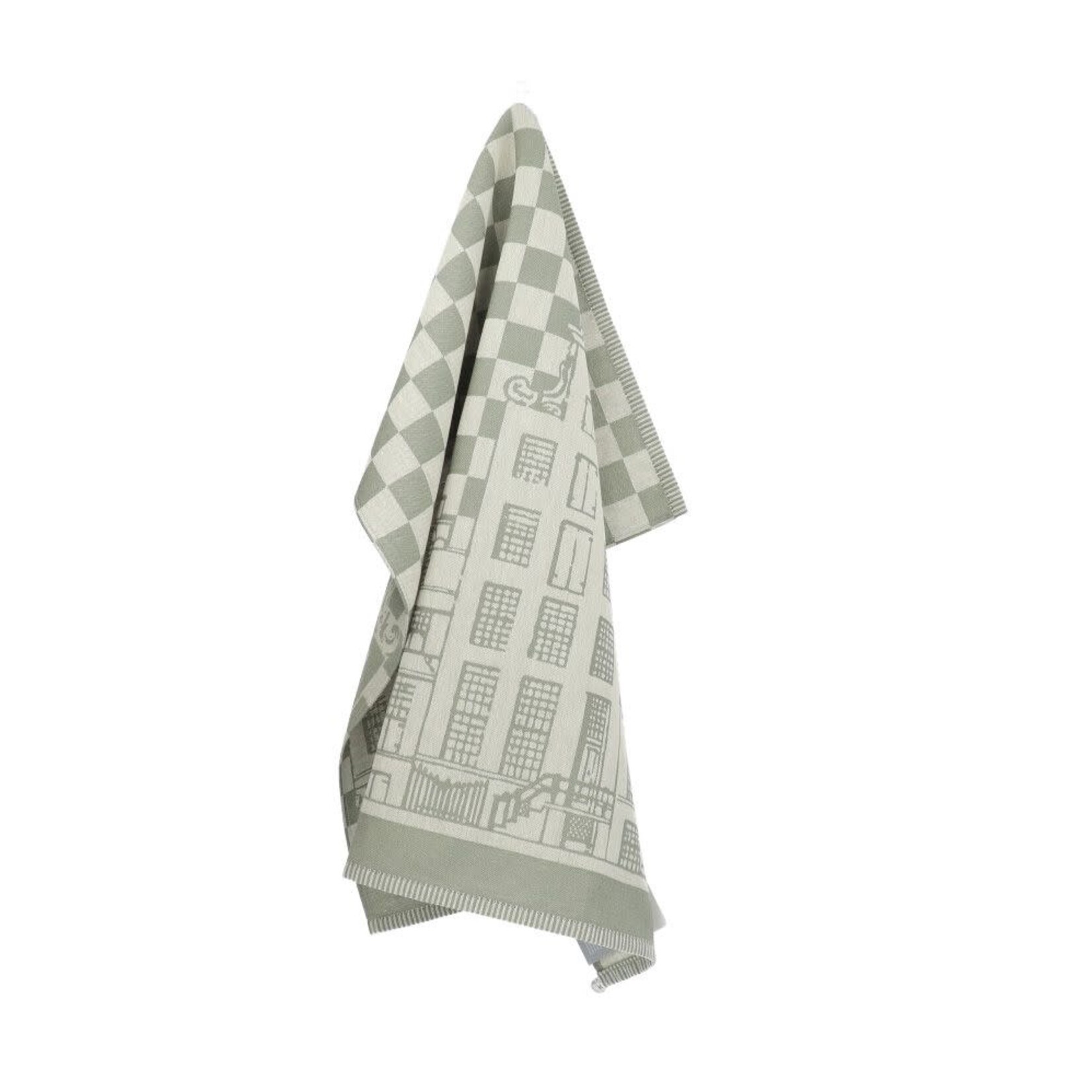 Bunzlau Castle Bunzlau Castle Tea Towel Canal Houses Dark Green GOTS Bunzlau Castle 6386-g