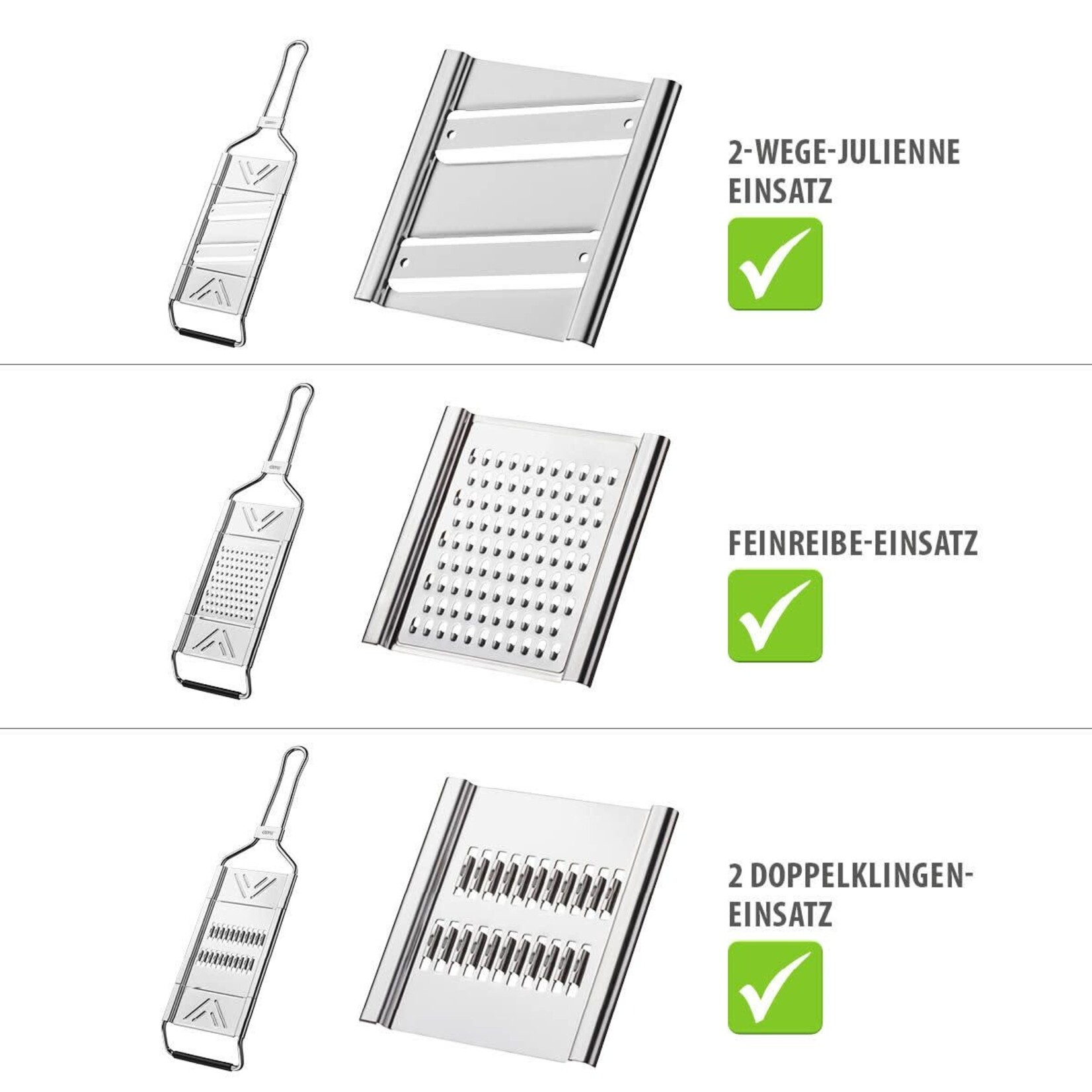 Gefu rvs 3 inzetten Rasp Schaaf Gefu Raspini multifuntionele rasp - schaaf Gefu 89548