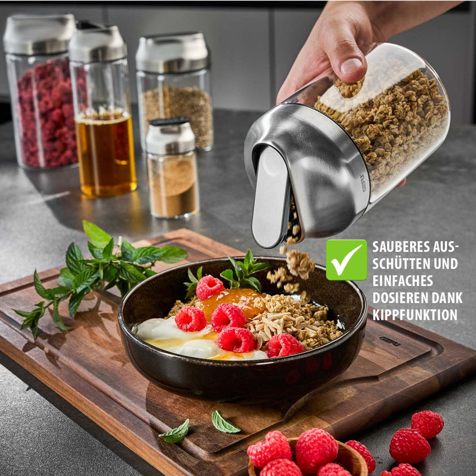 Gefu Gefu Kippo set van 2 voorraadpotten glas 1000 ml Gefu glas set-2 voorraadbus 1000 ml Gefu 33744