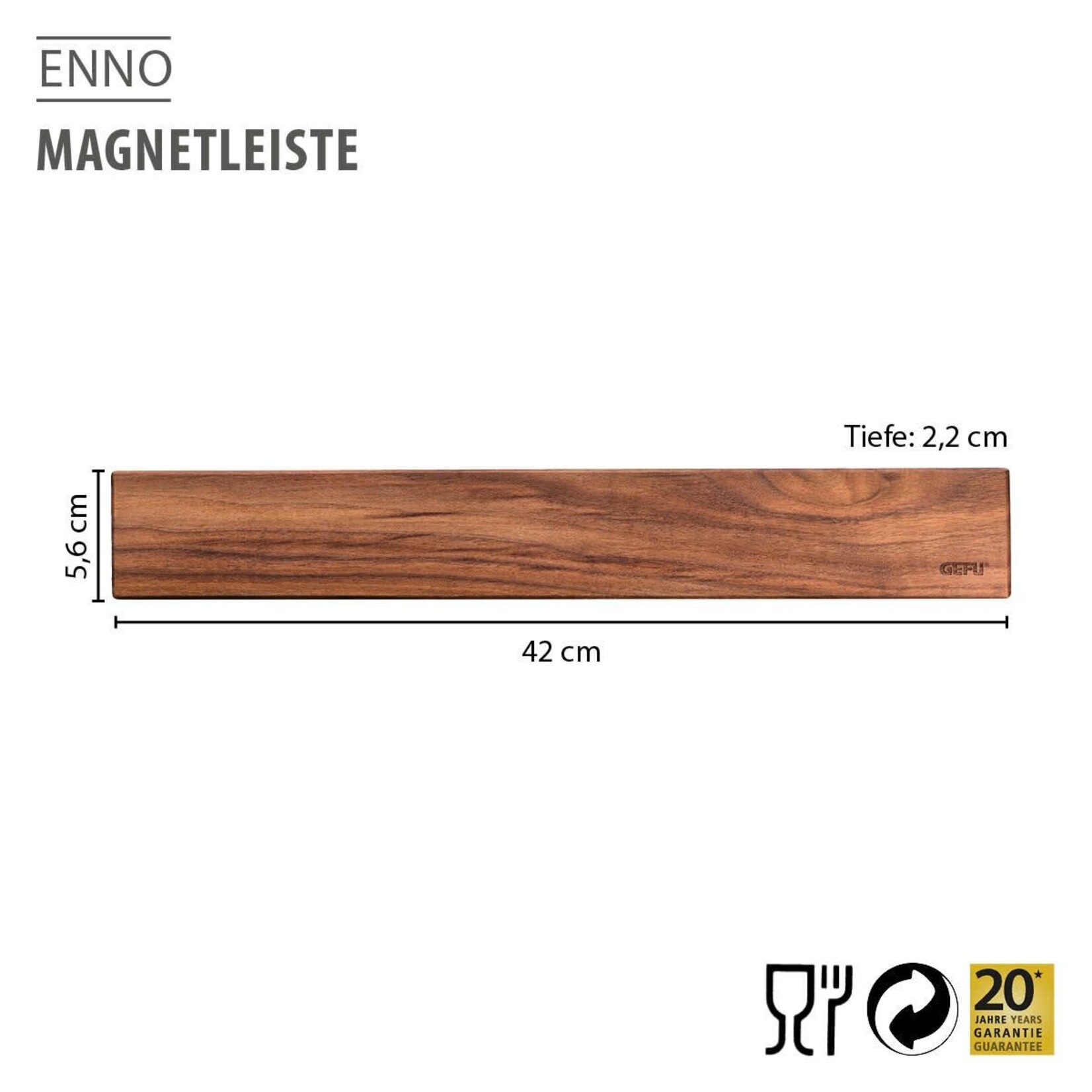 Gefu 420 x 56 x 22 Walnoten messenmagneet Gefu Enno walnoten messenmagneet Gefu 13957