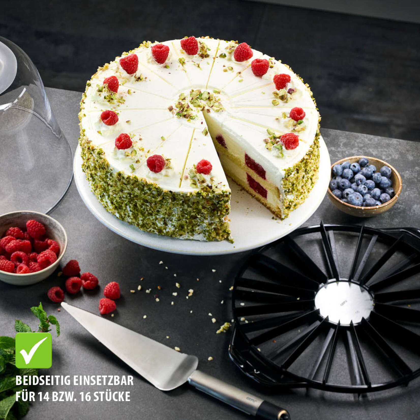 Gefu 14 of 16 stukken taartverdeler Gefu Divido voor 14 of 16 stukken Gefu 14302