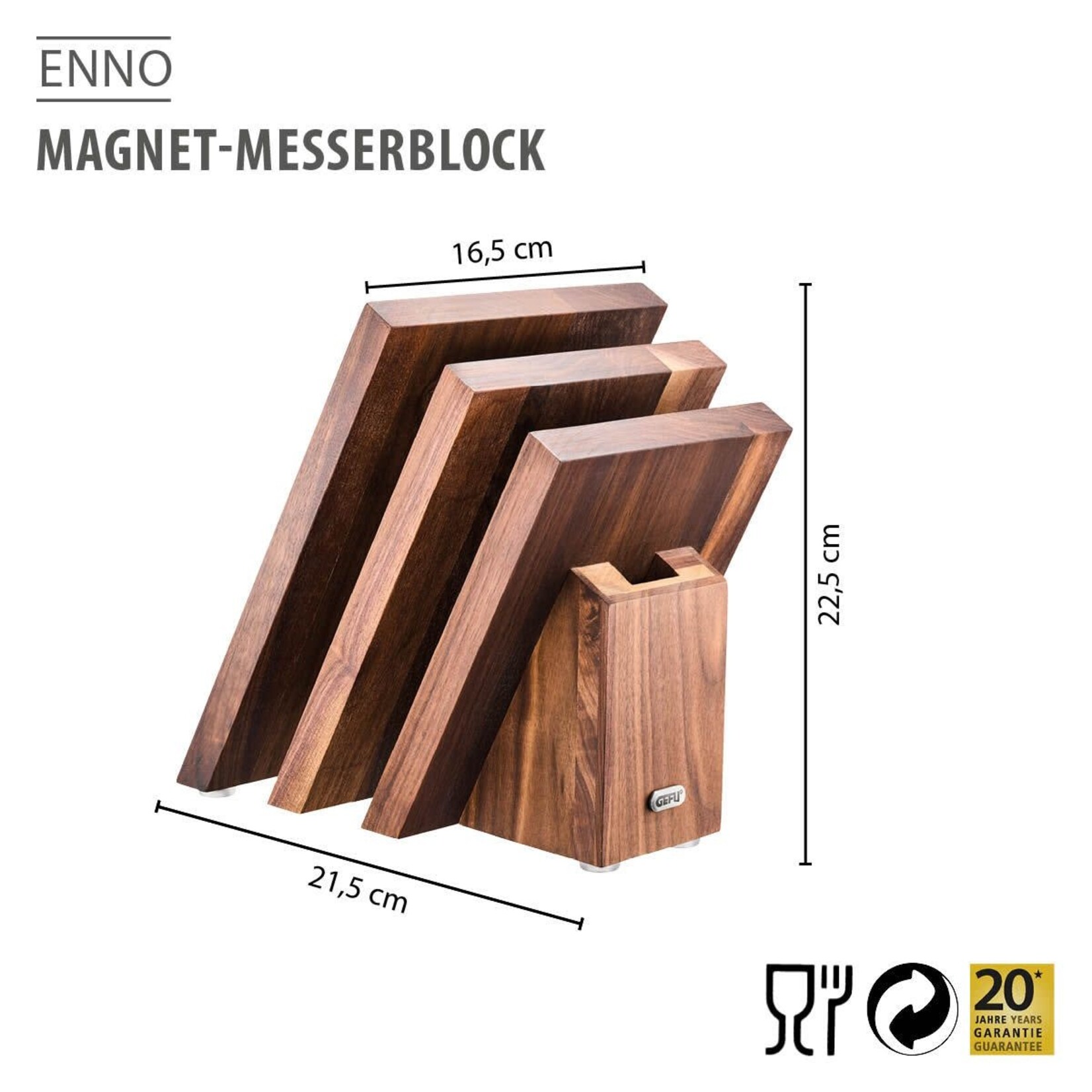 Gefu Magnetisch messenblok Walnoten hout Gefu Enno walnoten messenblok Fan Design Gefu 13959
