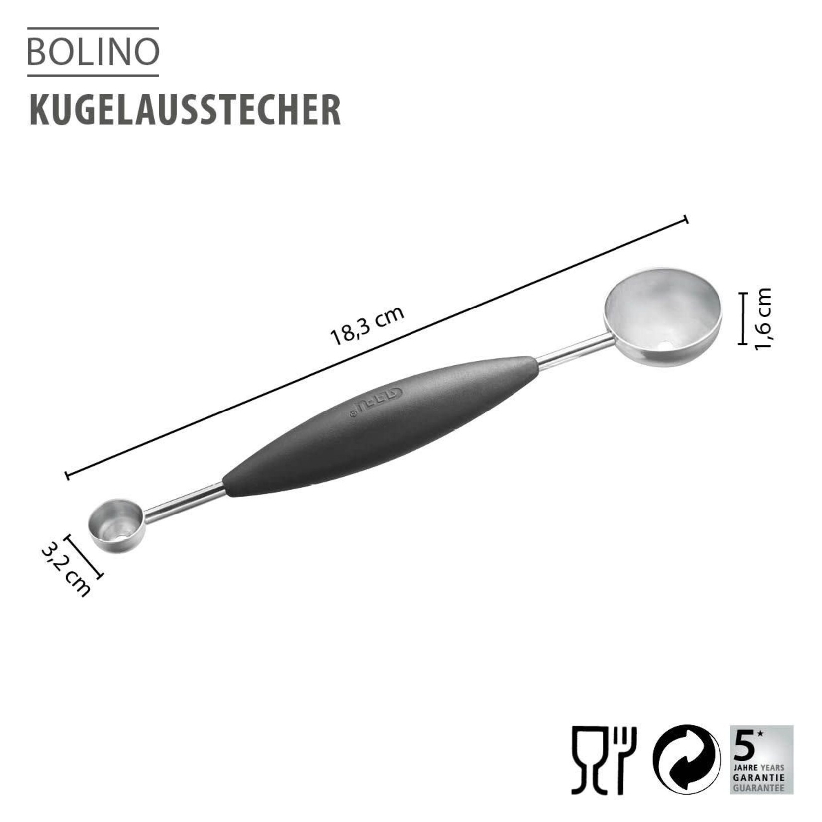 Gefu 15 en 30 mm dubbele Meloenboor Gefu pomme  parisienne boor dubbel 15 en 30 mm Gefu 13721