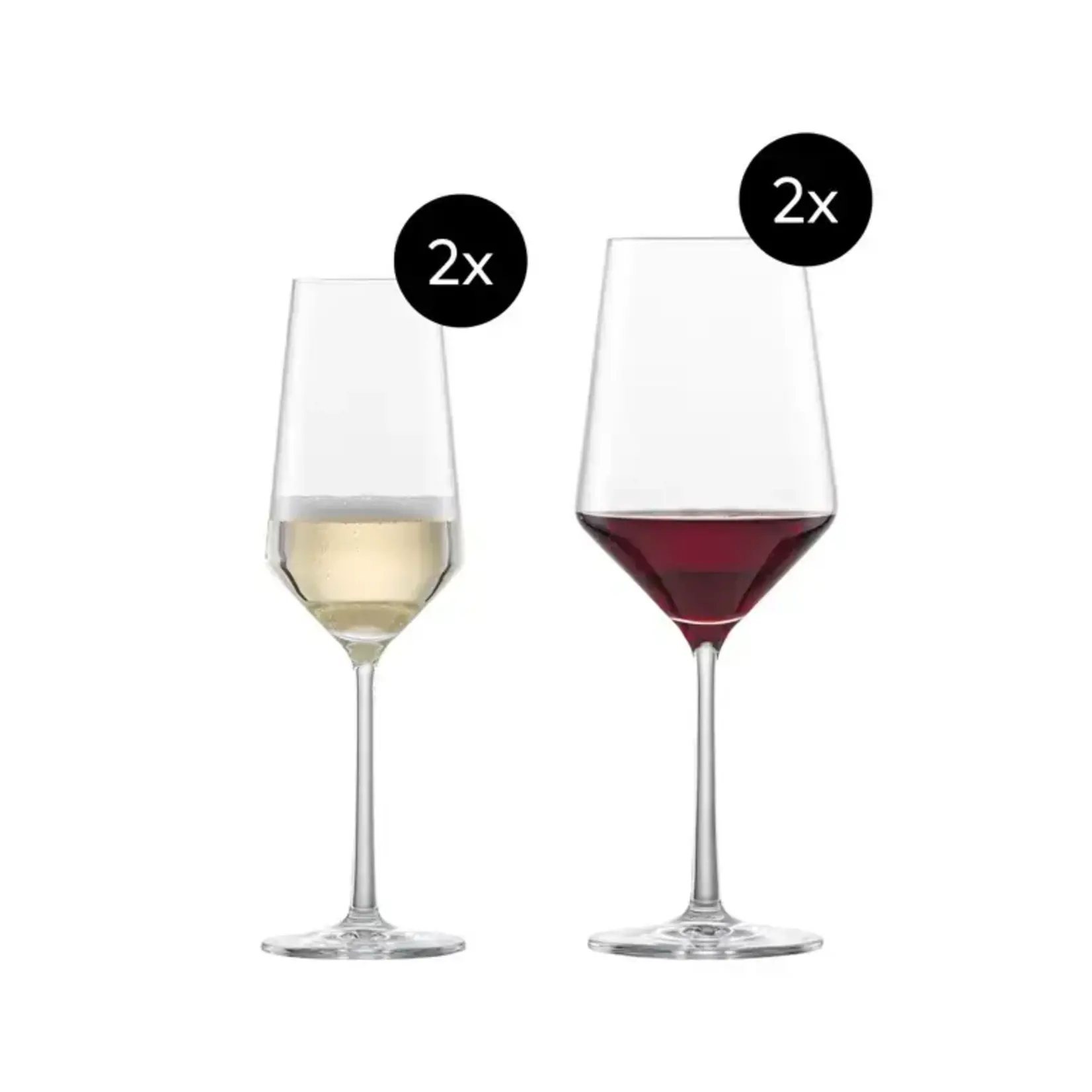 Zwiesel Collection Glas Zwiesel Glas Pure 2x Cabernet glas 550 ml en 2x champagne flute 297 ml Zwiesel Glas Pure 4-delige Date Night set 124012