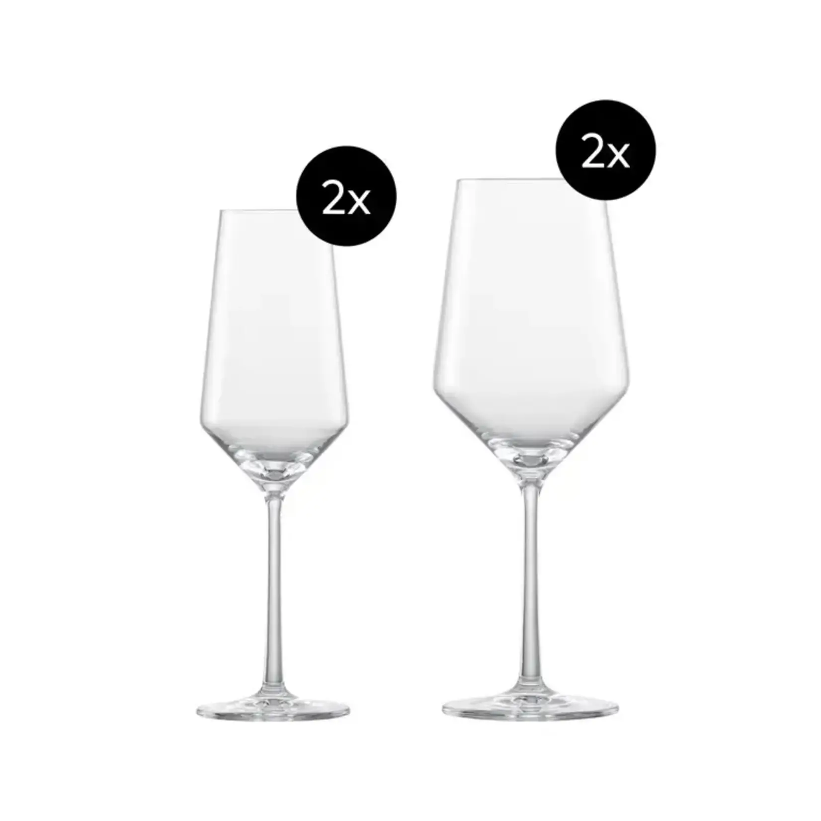 Zwiesel Collection Glas Zwiesel Glas Pure 2x Cabernet glas 550 ml en 2x champagne flute 297 ml Zwiesel Glas Pure 4-delige Date Night set 124012