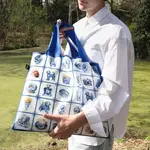 Loqi opvouwbaar tasje Loqi Bag Large - Delft Funky gerecycled Loqi artist Collection LQDEFU