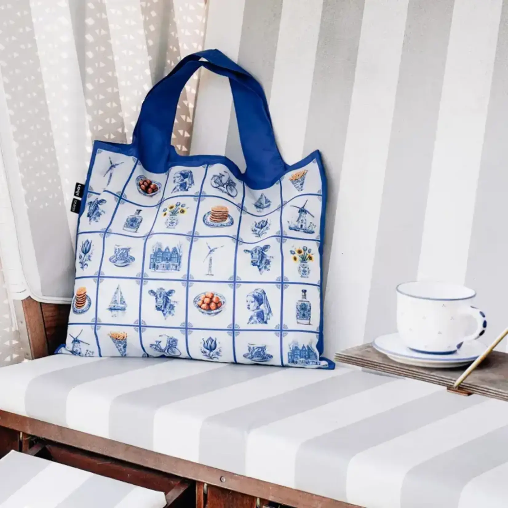 Loqi opvouwbaar tasje Loqi Bag Large - Delft Heritage gerecycled Loqi artist Collection LQDEHE