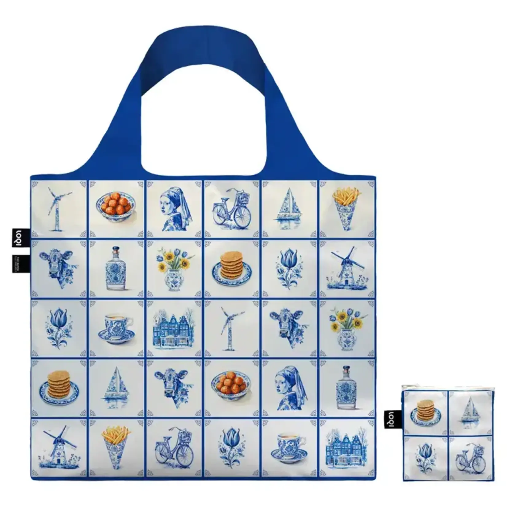 Loqi opvouwbaar tasje Loqi Bag Large - Delft Heritage gerecycled Loqi artist Collection LQDEHE