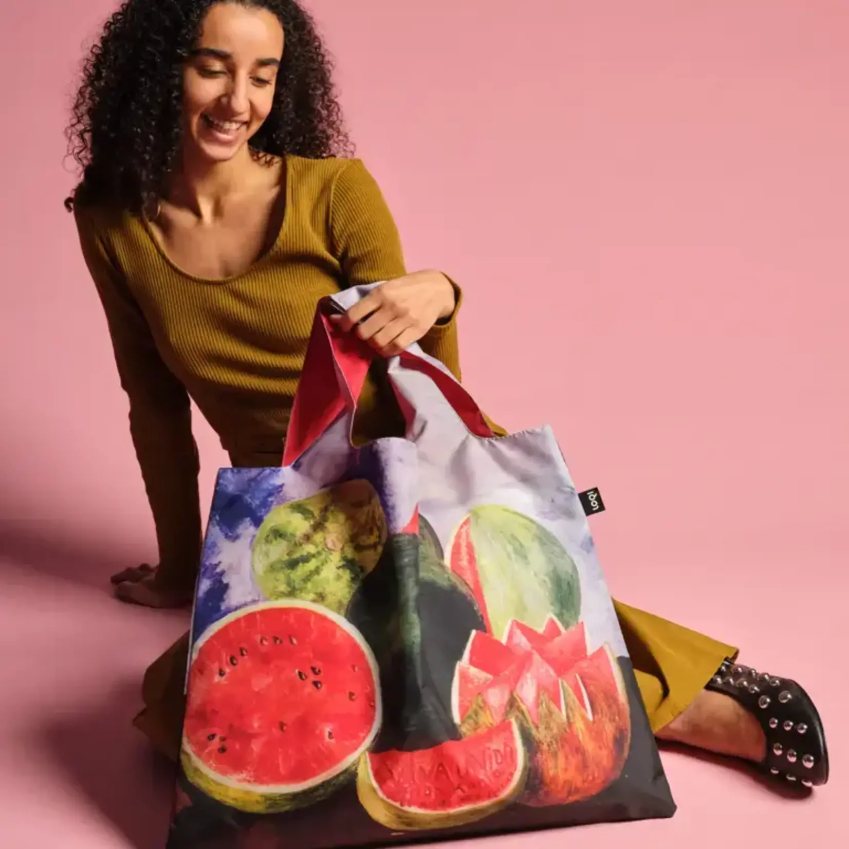 Loqi opvouwbaar tasje Loqi Bag Large - Viva La Vida the Watermelon gerecycled Loqi LQFKWA