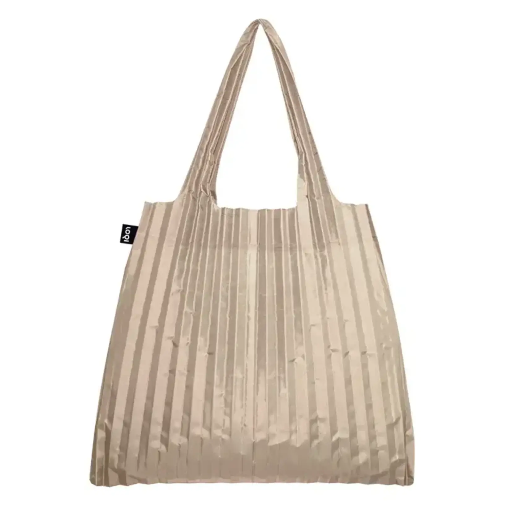 Loqi opvouwbaar tasje Loqi Bag Large - Harmonica beige Pleated Mocha gerecycled Loqi LQPLMO