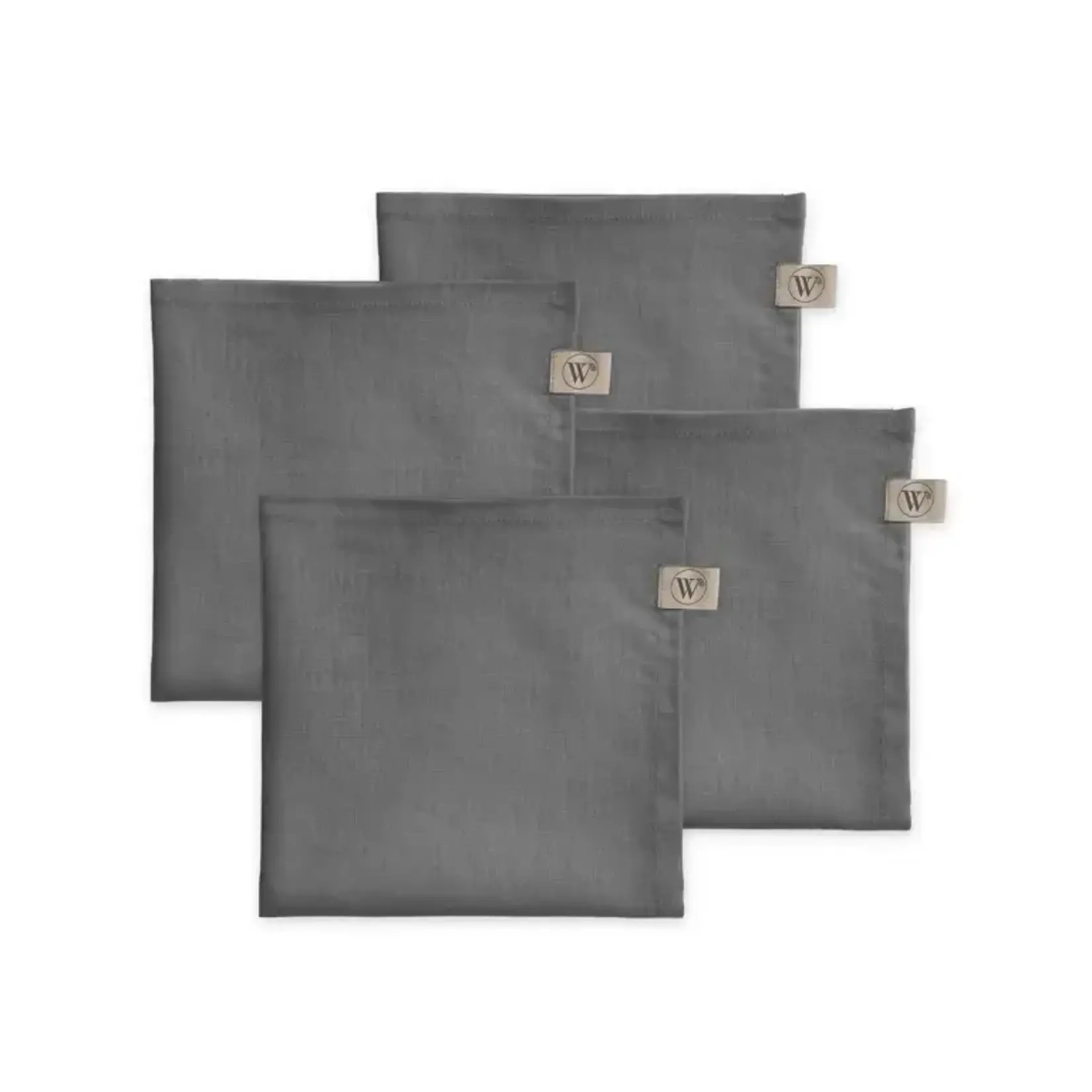 Diverse Merken Set-4 servetten linnen antraciet grijs Walra Servet Set Lovely Linen 4-delig - Antraciet Walra 545035