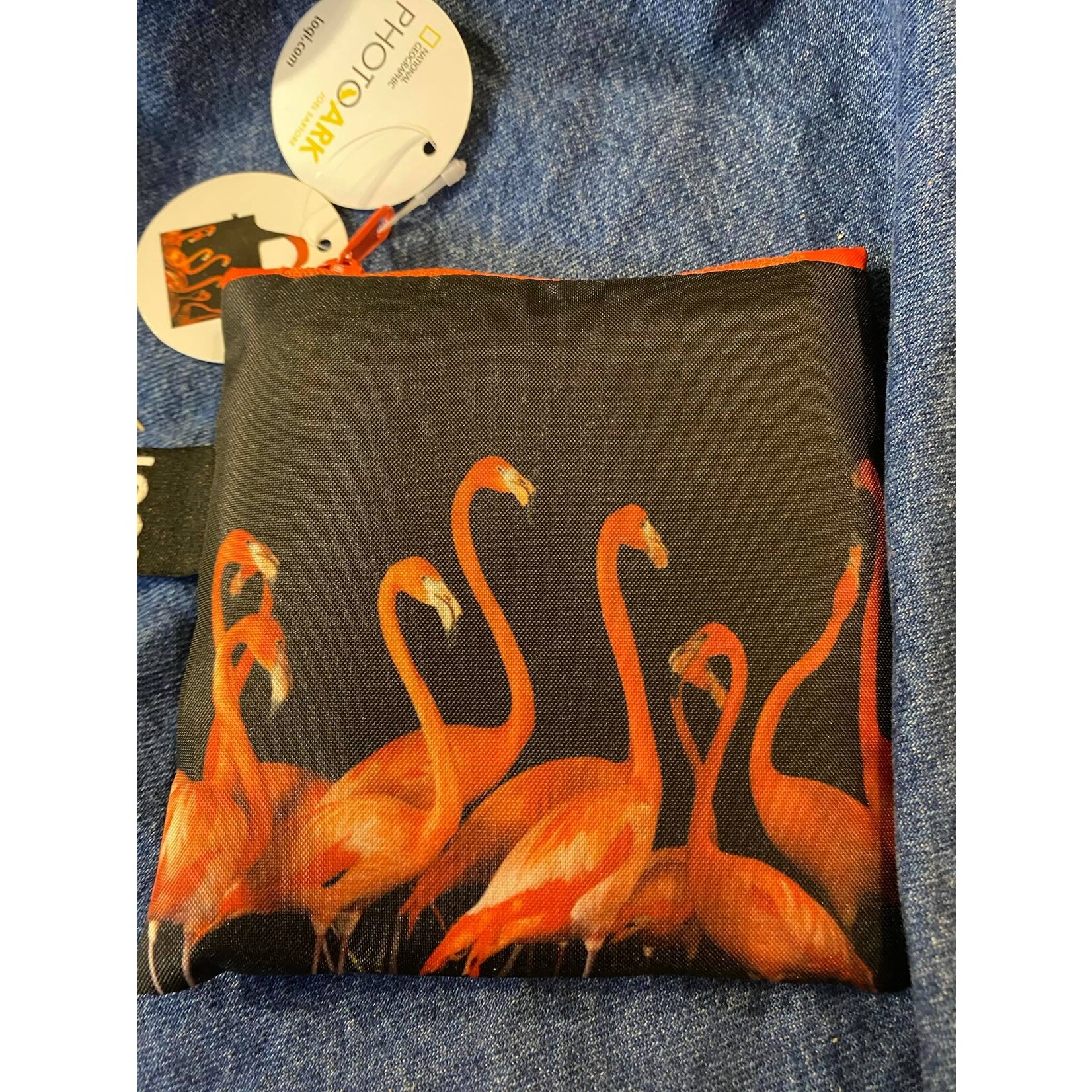Loqi opvouwbaar tasje Loqi Bag Large - Flamingos National Geographic gerecycled Loqi LQNGFL