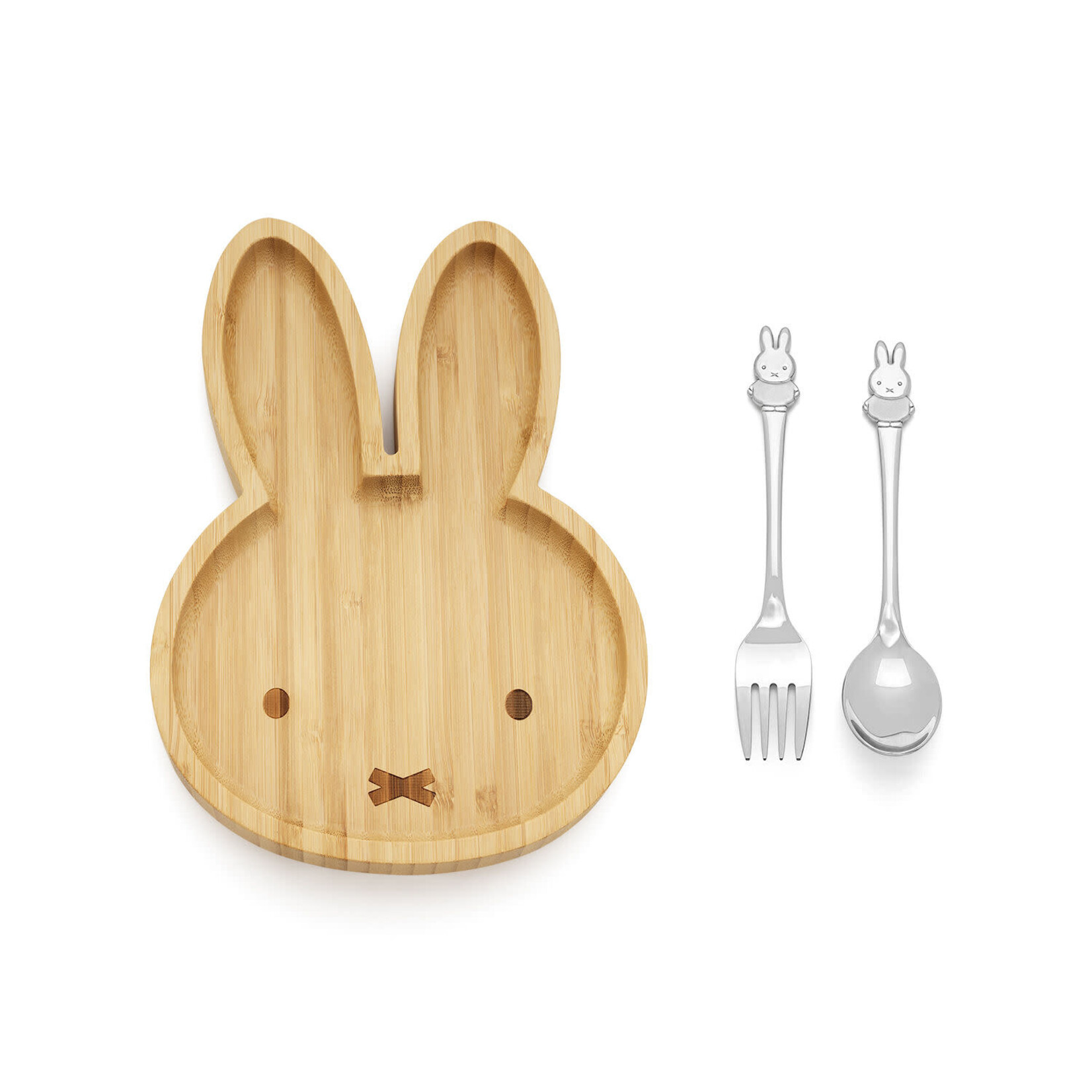 Diverse Merken Zilverstad Nijntje bamboe bord met rvs kinder bestek Nijntje Pluis Miffy Zilverstad 4247070