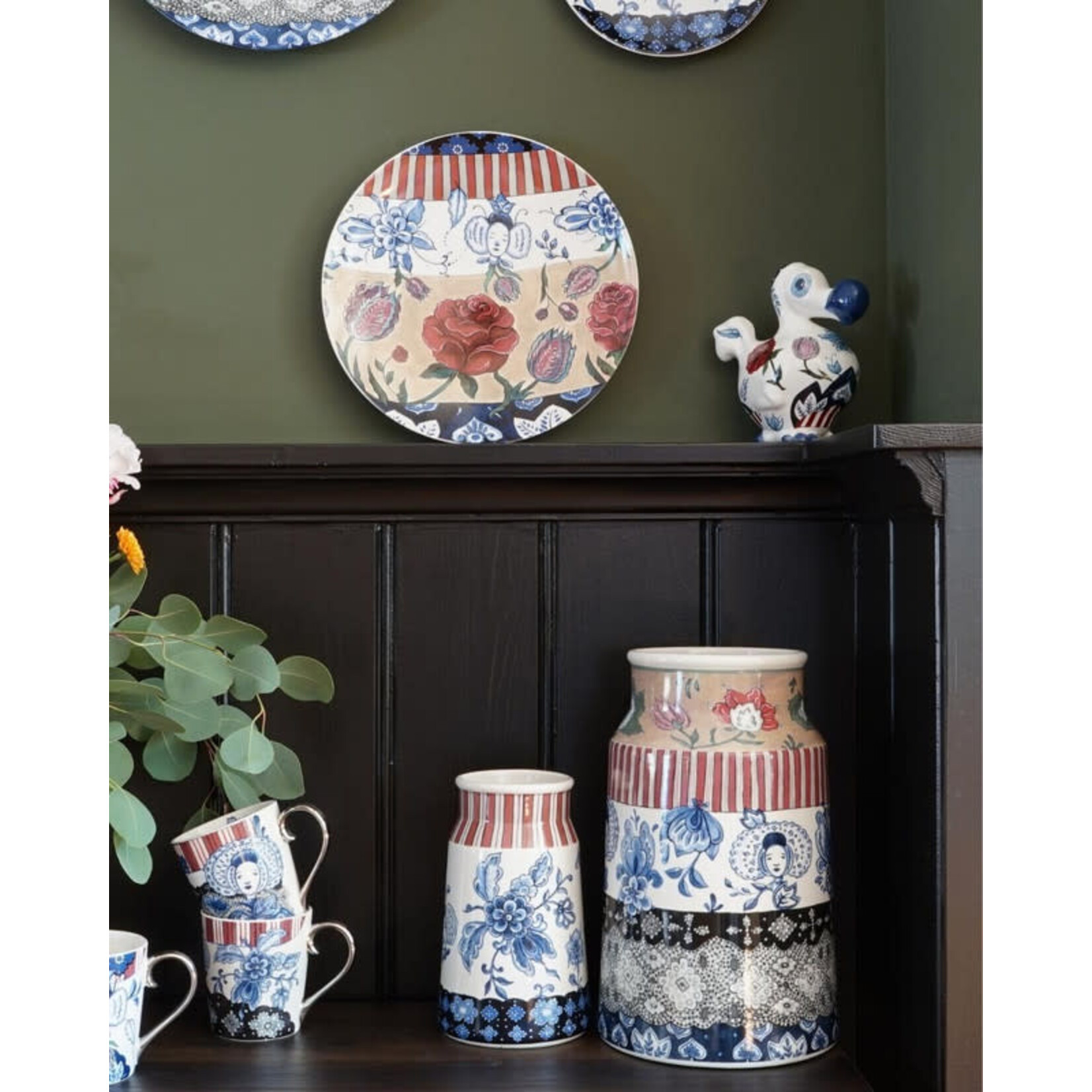 Heinen Delfts Blauw 17 x 15 x 9 cm kleine Dodo Zeven Rozen The Heritage Collection Delfts Blauw CdP700