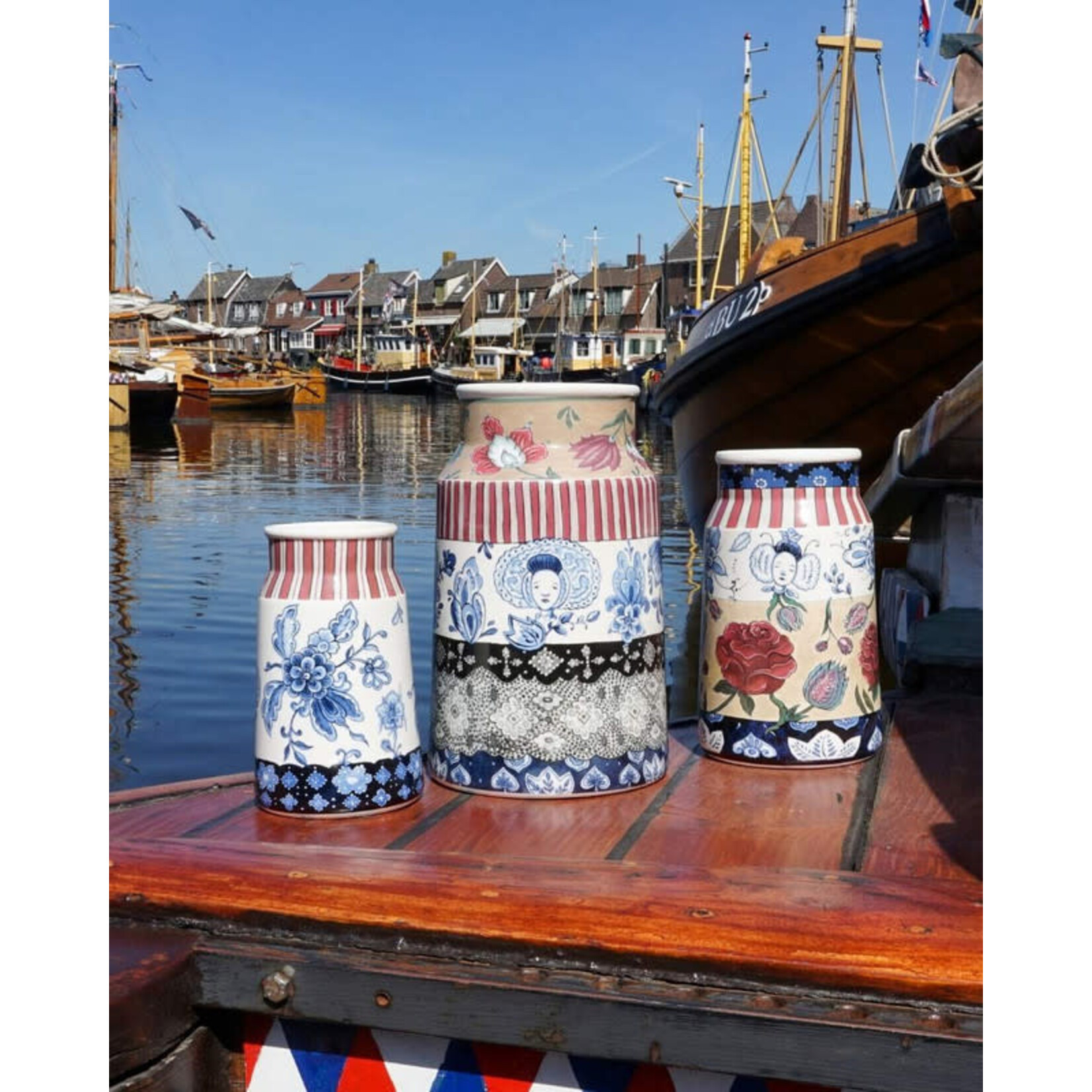 Heinen Delfts Blauw 30 cm Heinen Delfts Blauw Melkbus vaas Kanten Isabee The Heritage Collection Heinen Delfts Blauw Cdp713