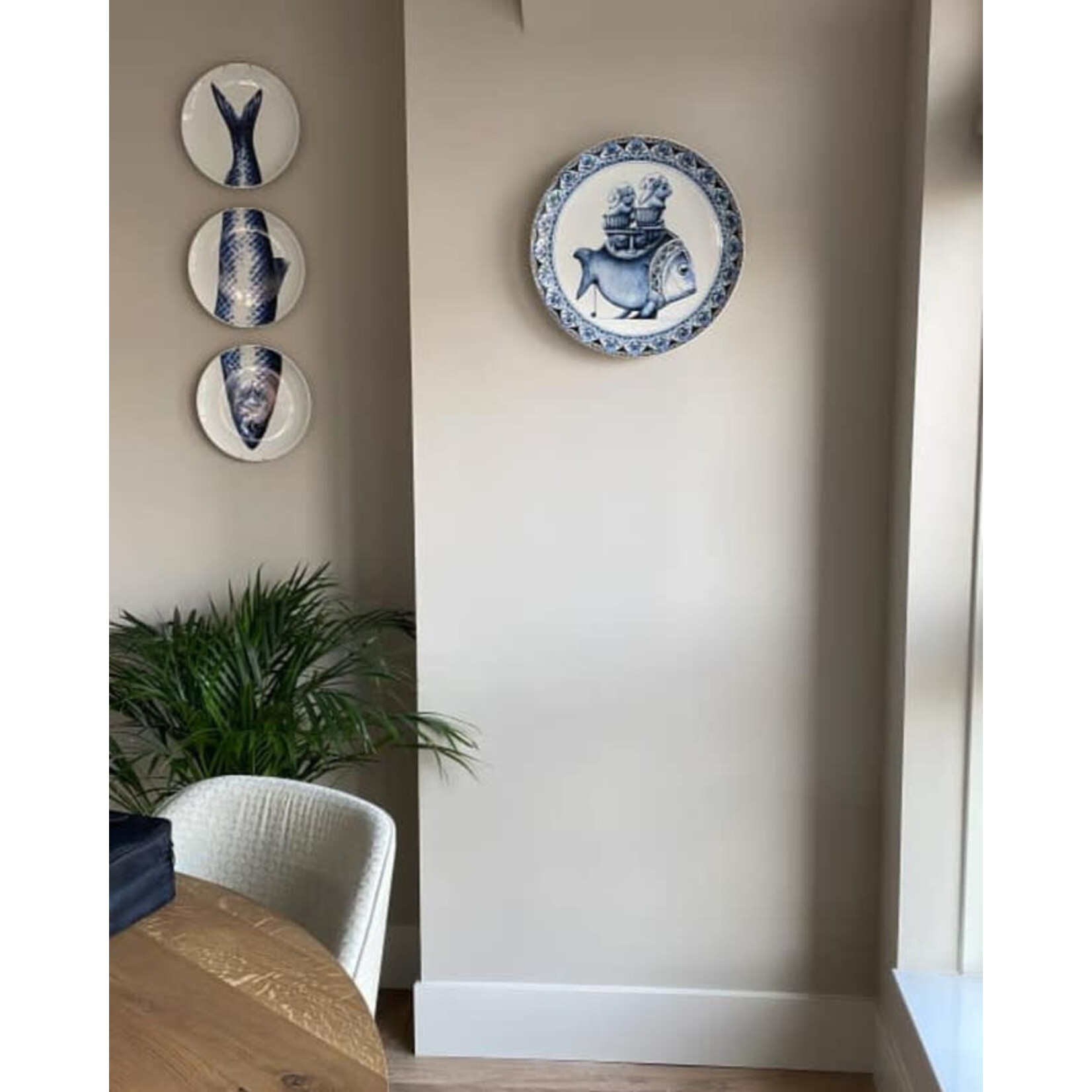Heinen Delfts Blauw set van 3 Wandborden 26 cm Vis Drieluik Wandborden Vis Heinen Delfts Blauw D8082