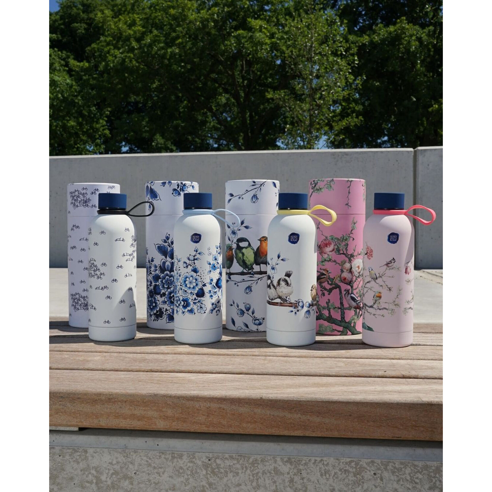 Heinen Delfts Blauw 500 ml Heinen Delfts Blauw Waterfles thermos fles De Blauwe Fiets Heinen Delfts Blauw WB005