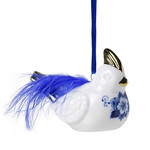 Heinen Delfts Blauw Heinen Delfts Blauw kerstornament haantje met veer Heinen Delfts Blauw K40030