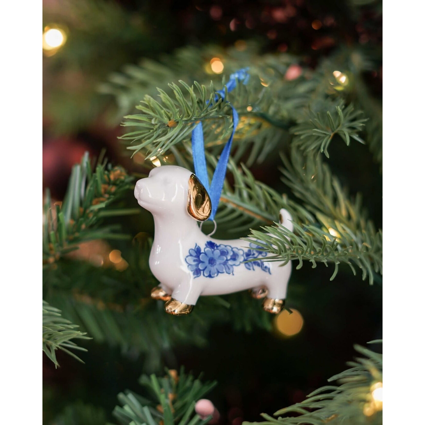 Heinen Delfts Blauw Heinen Delfts Blauw Kerstornament Teckel Heinen Delfts Blauw K40063