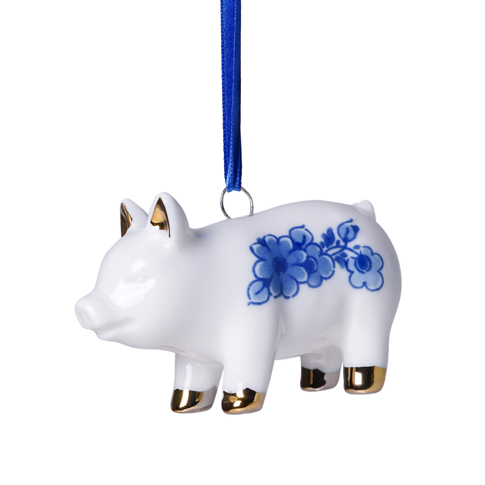Heinen Delfts Blauw Heinen Delfts Blauw Kerstornament Varken Heinen Delfts Blauw K40068