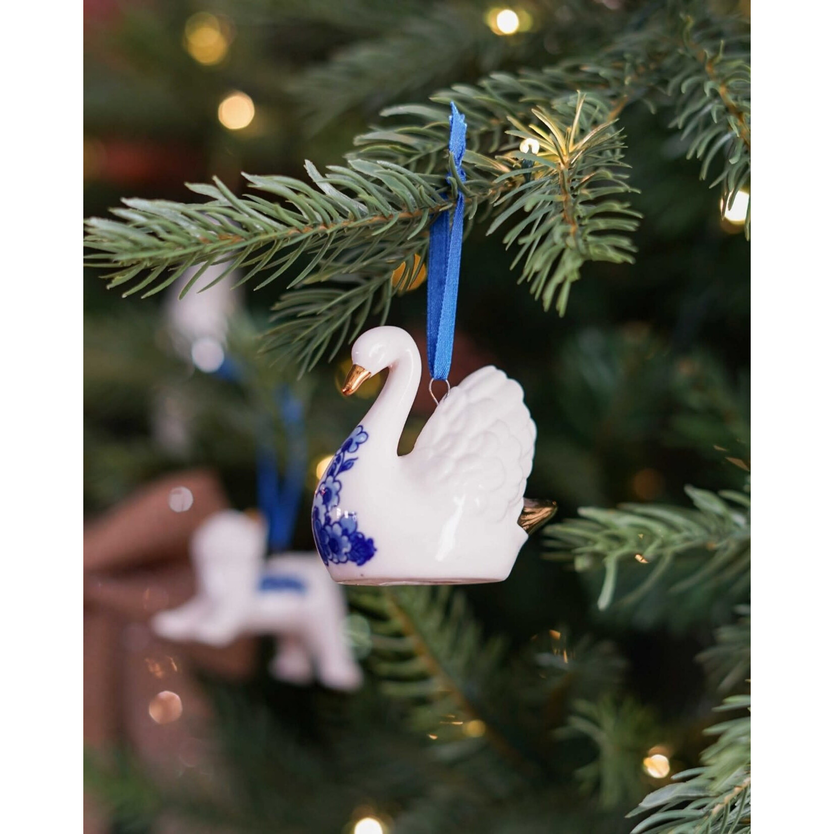 Heinen Delfts Blauw Heinen Delfts Blauw Kerstornament Zwaan Heinen Delfts Blauw K40069