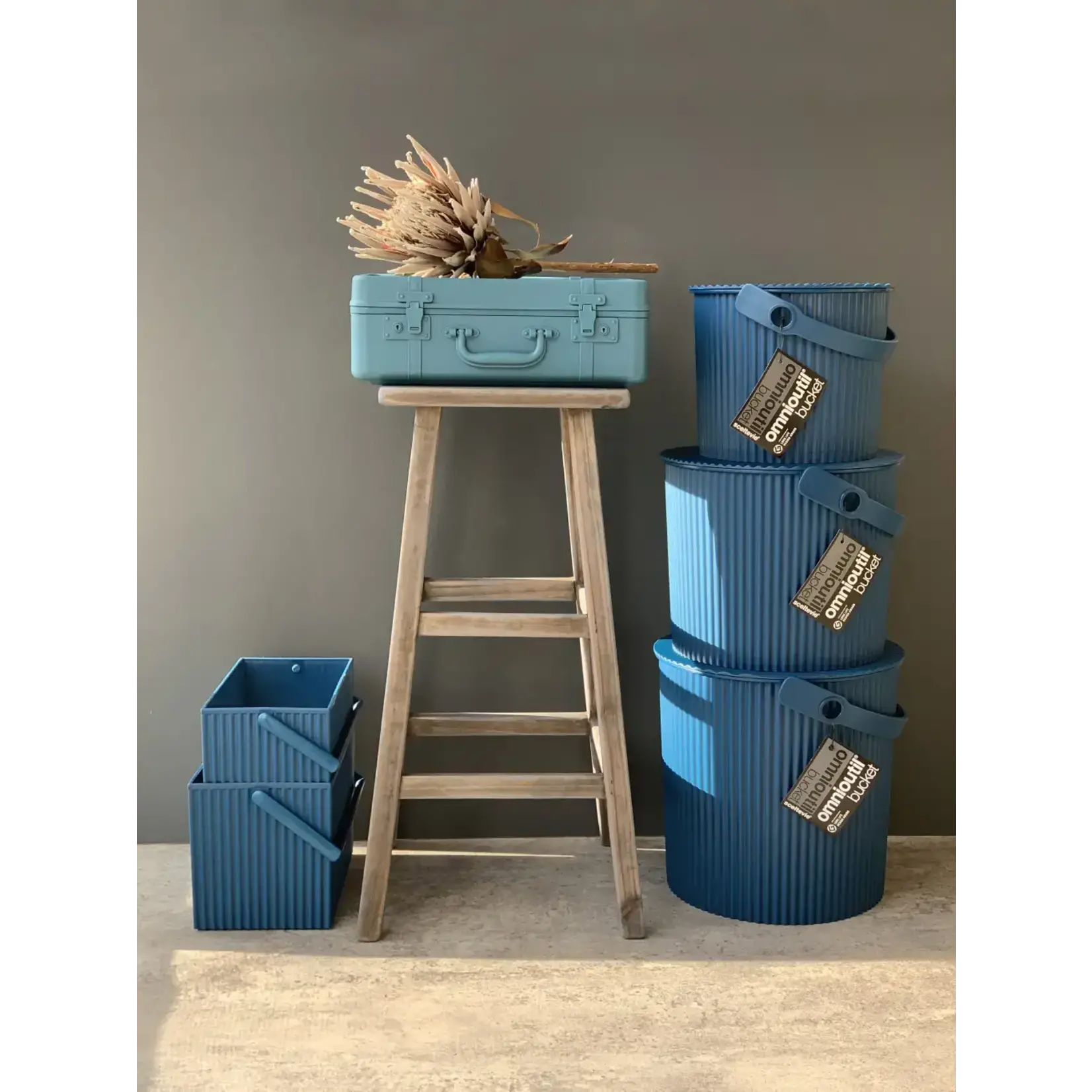 Diverse Merken Grote afval bak Hachiman Omnioutil Opberg emmer Medium - donker Blauw Omnioutil 238058